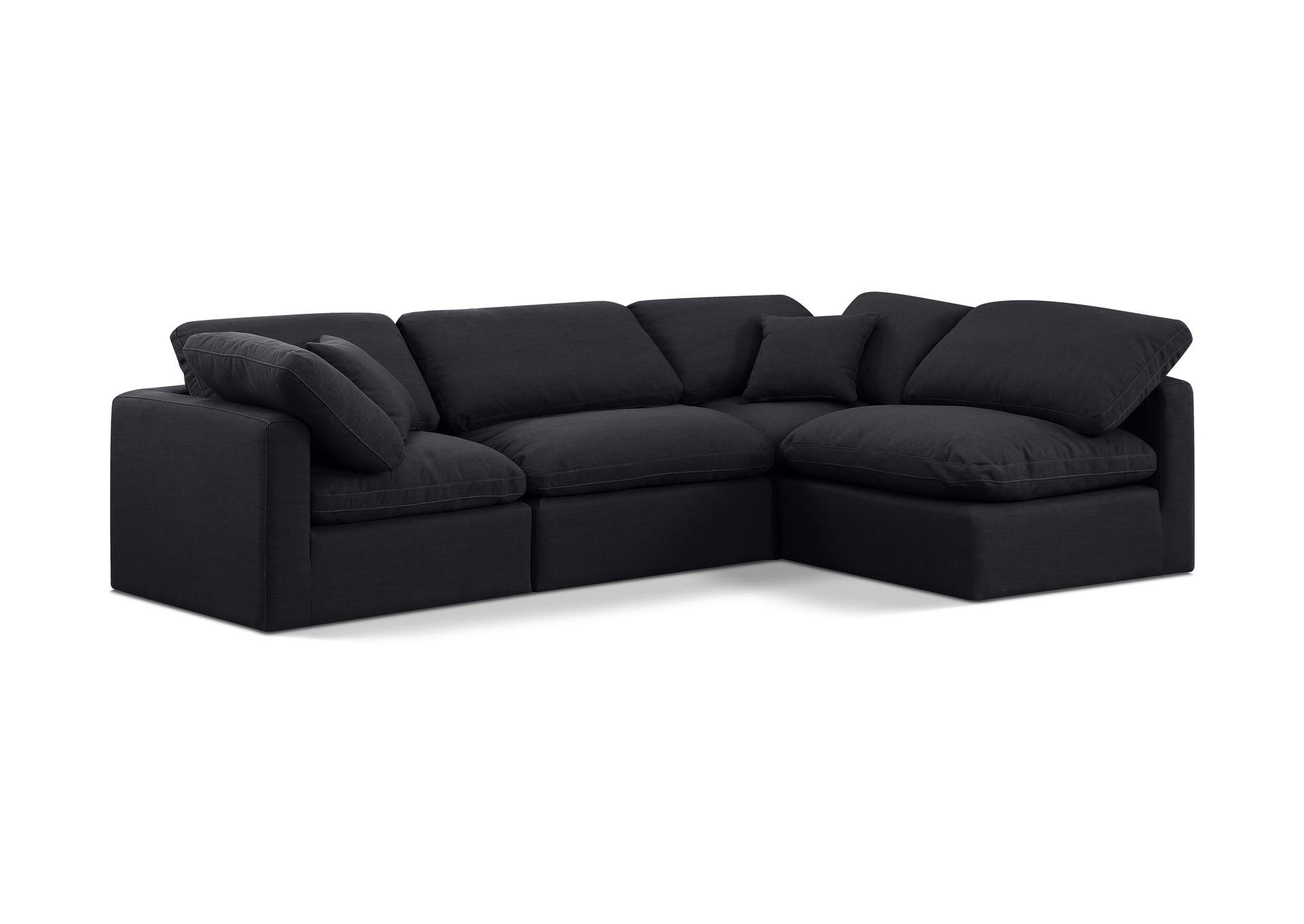 Indulge Black Linen Textured Fabric Modular Sectional,Meridian Furniture