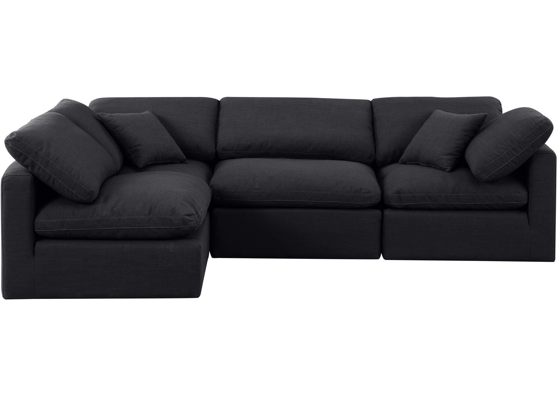 Indulge Black Linen Textured Fabric Modular Sectional,Meridian Furniture