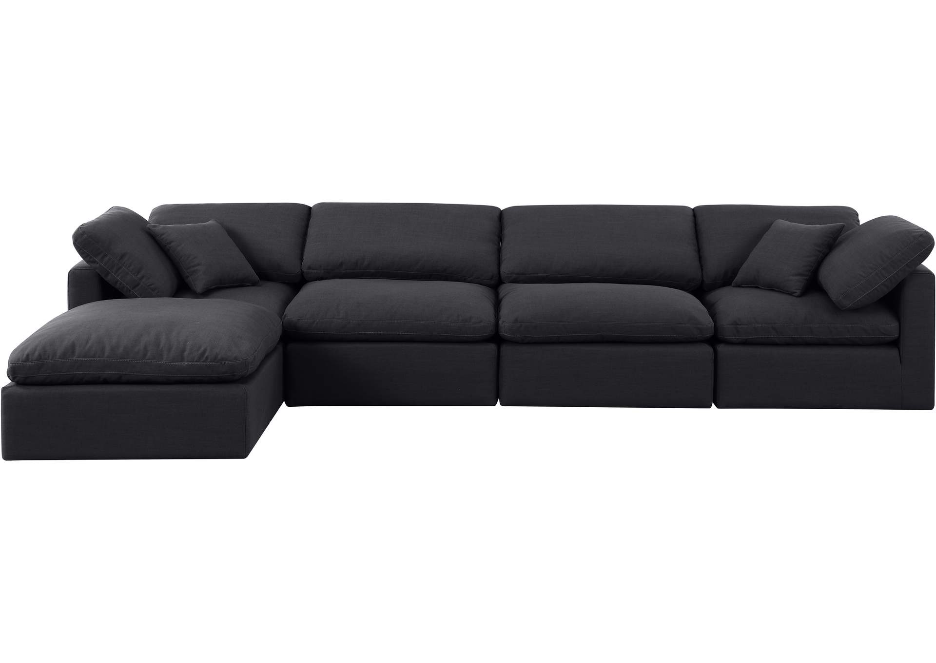 Indulge Black Linen Textured Fabric Modular Sectional,Meridian Furniture