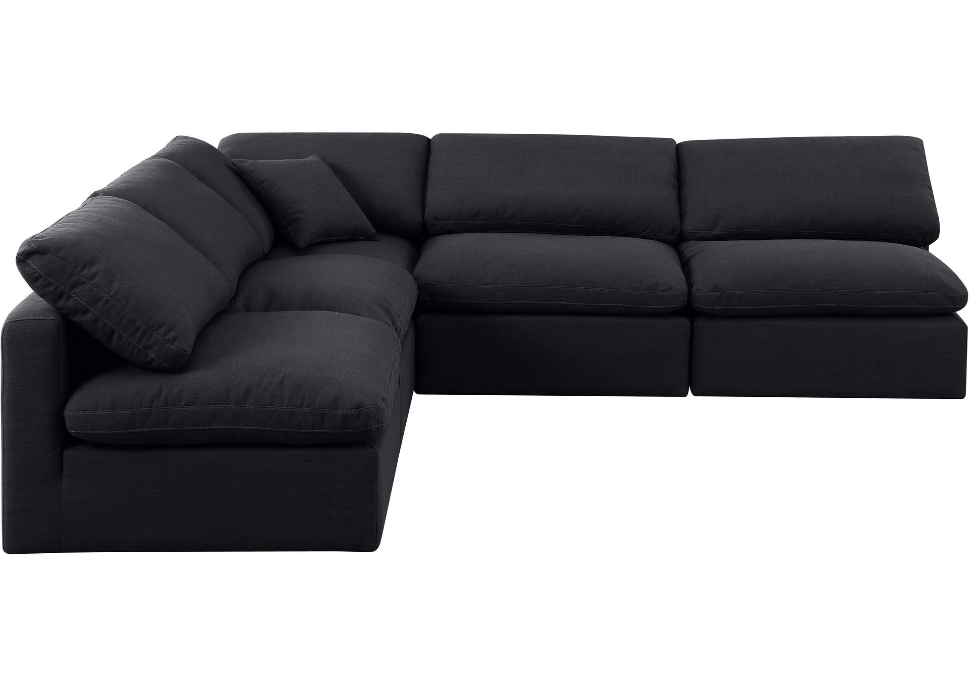 Indulge Black Linen Textured Fabric Modular Sectional,Meridian Furniture