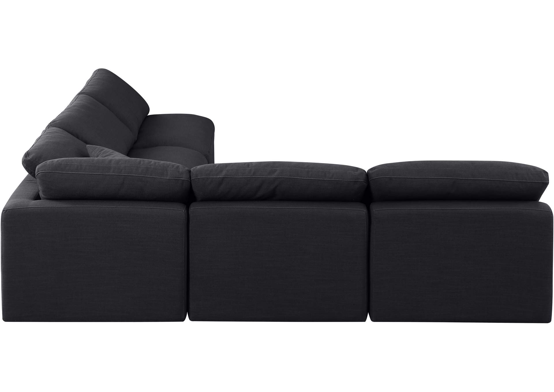Indulge Black Linen Textured Fabric Modular Sectional,Meridian Furniture