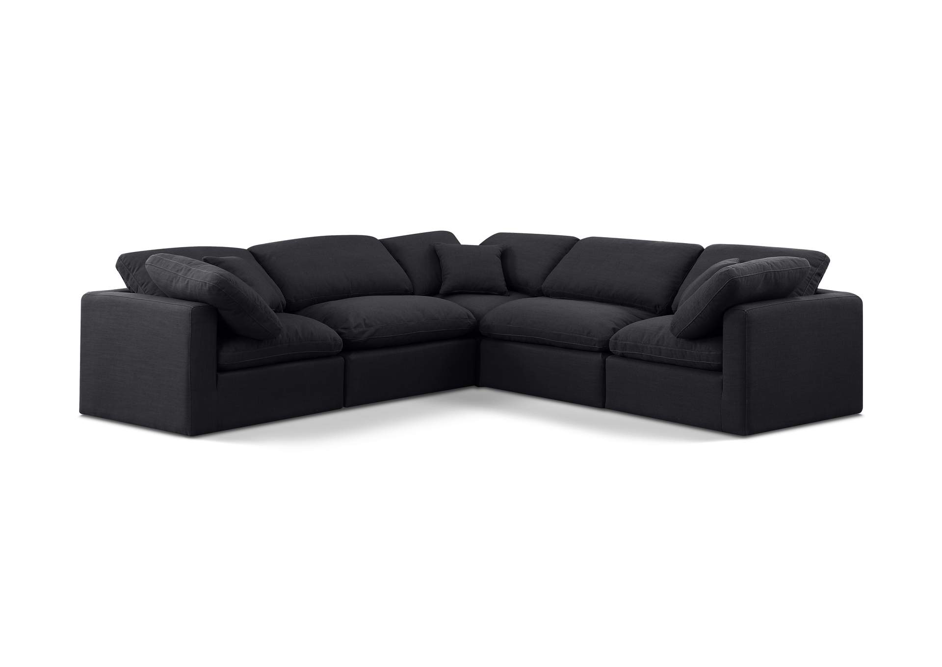 Indulge Black Linen Textured Fabric Modular Sectional,Meridian Furniture