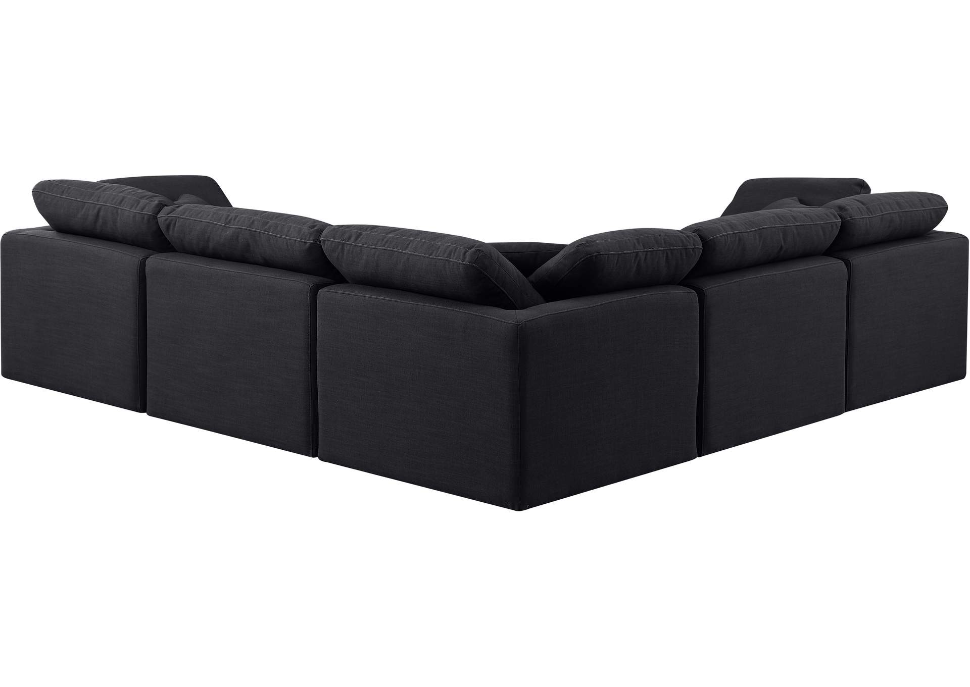 Indulge Black Linen Textured Fabric Modular Sectional,Meridian Furniture