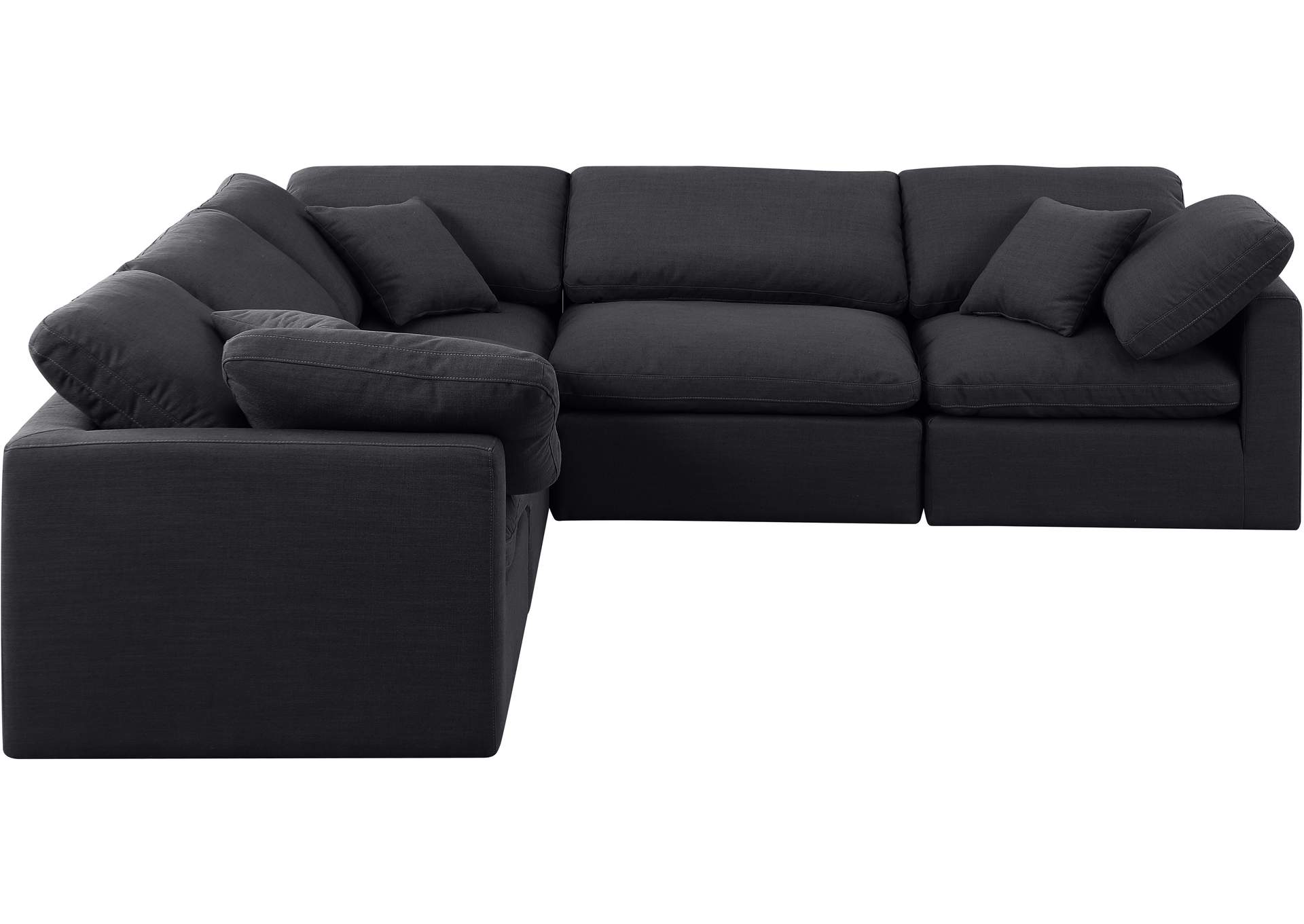 Indulge Black Linen Textured Fabric Modular Sectional,Meridian Furniture