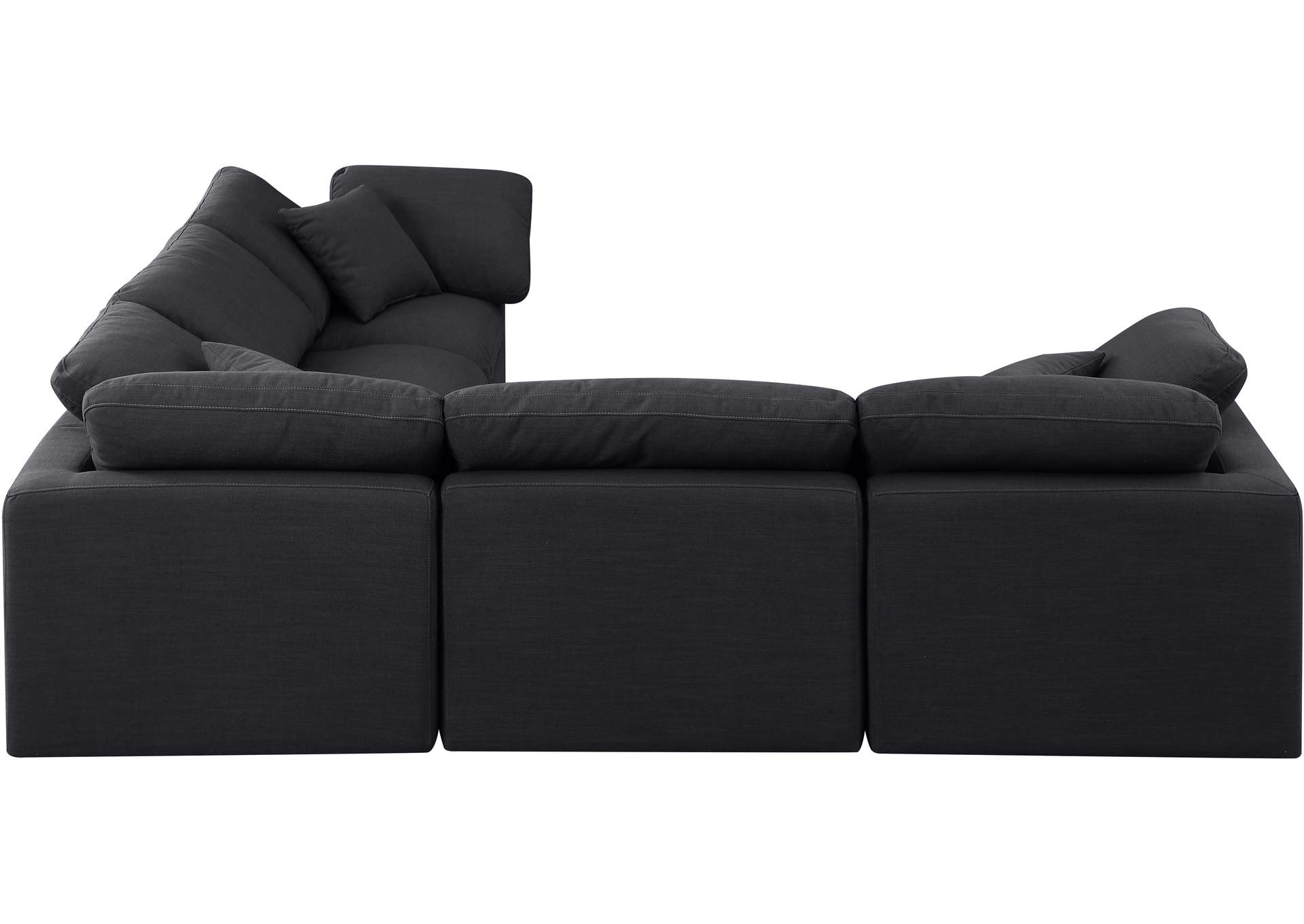 Indulge Black Linen Textured Fabric Modular Sectional,Meridian Furniture