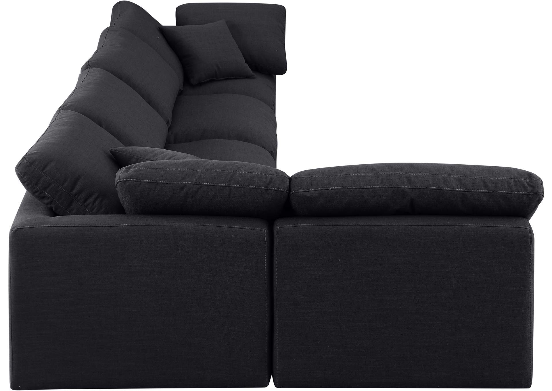 Indulge Black Linen Textured Fabric Modular Sectional,Meridian Furniture
