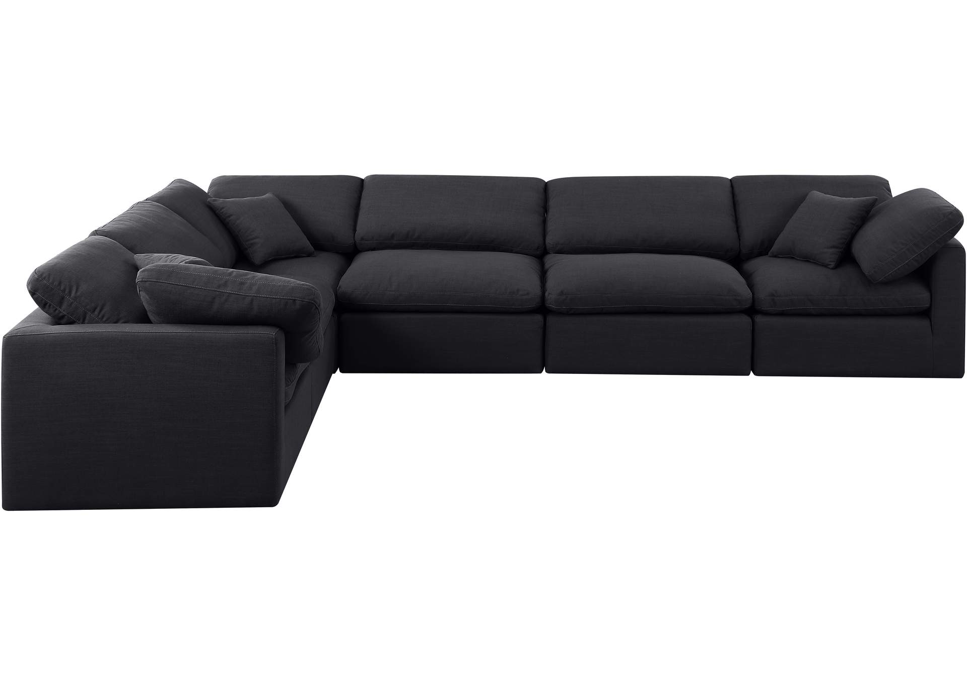 Indulge Black Linen Textured Fabric Modular Sectional,Meridian Furniture
