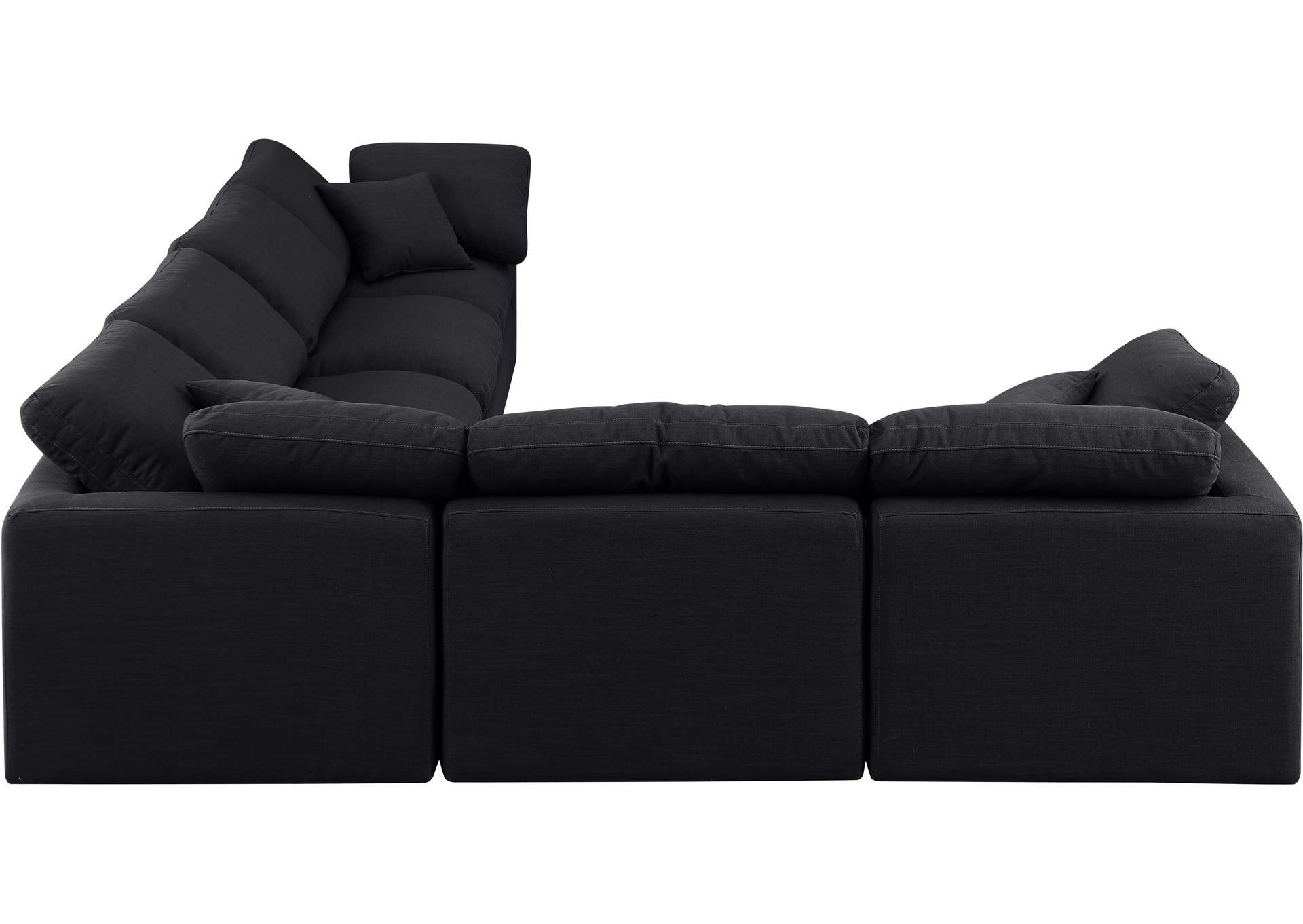 Indulge Black Linen Textured Fabric Modular Sectional,Meridian Furniture