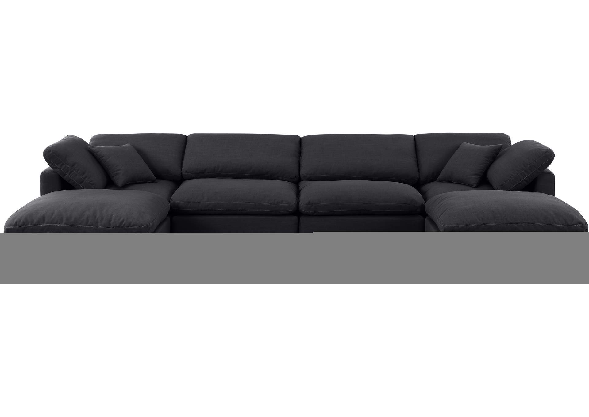 Indulge Black Linen Textured Fabric Modular Sectional,Meridian Furniture
