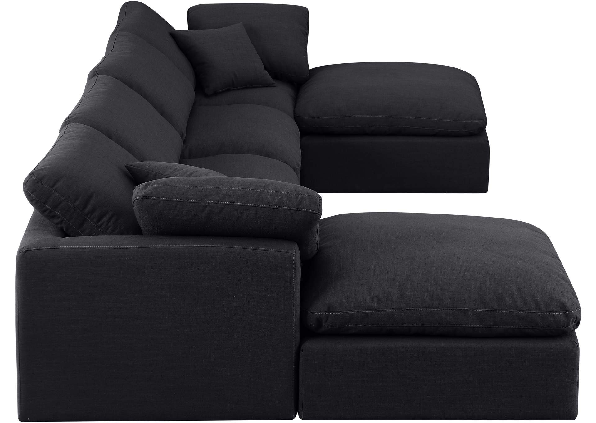 Indulge Black Linen Textured Fabric Modular Sectional,Meridian Furniture