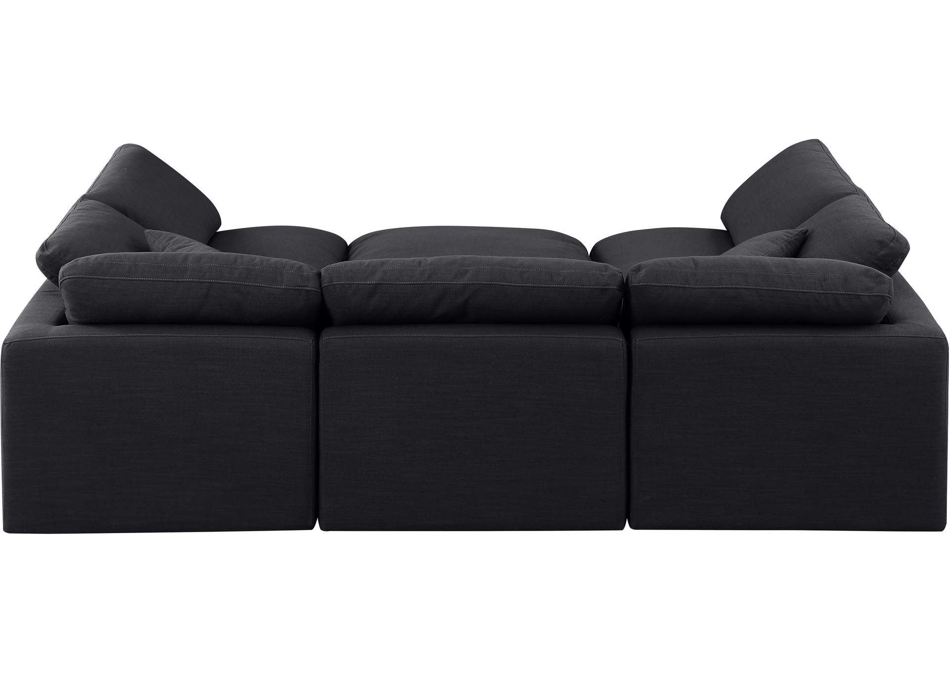 Indulge Black Linen Textured Fabric Modular Sectional,Meridian Furniture