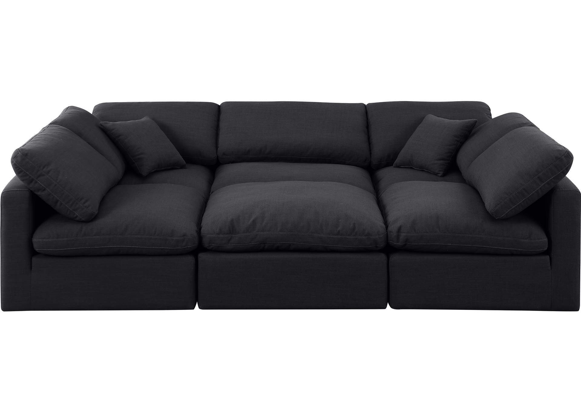 Indulge Black Linen Textured Fabric Modular Sectional,Meridian Furniture