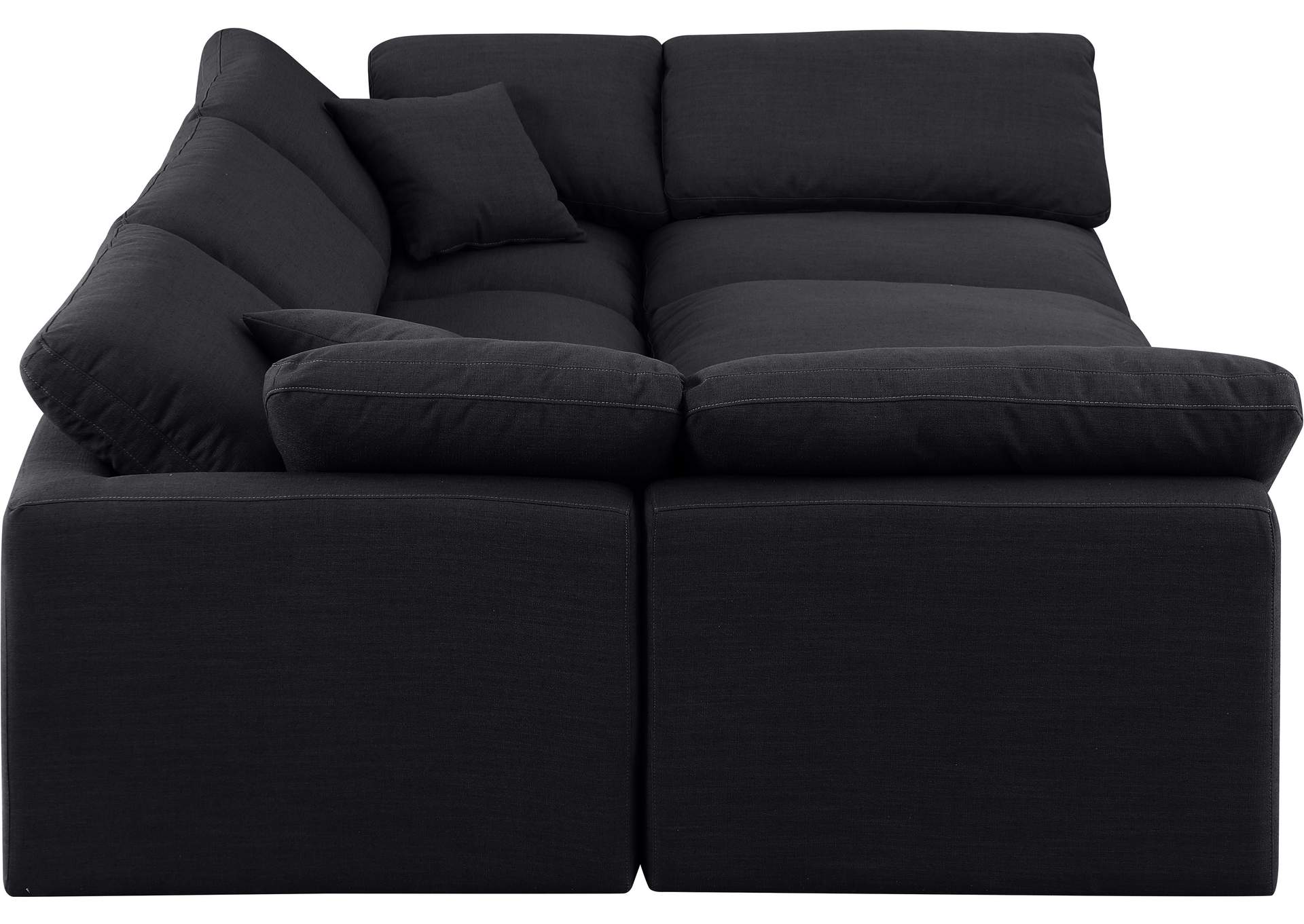 Indulge Black Linen Textured Fabric Modular Sectional,Meridian Furniture