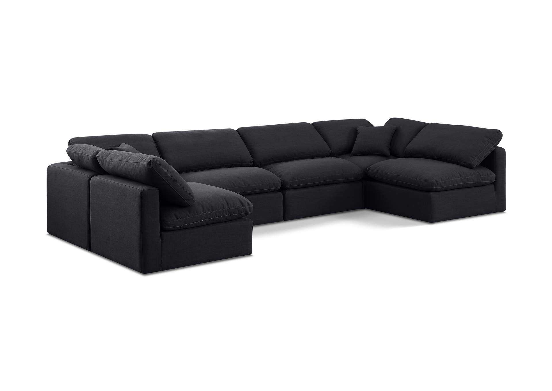 Indulge Black Linen Textured Fabric Modular Sectional,Meridian Furniture