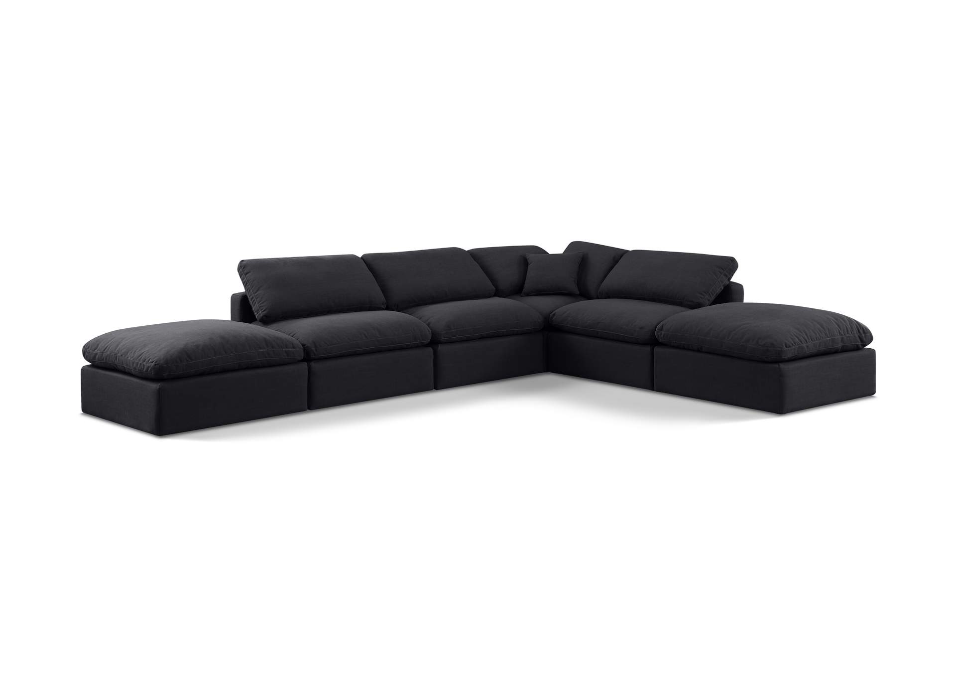 Indulge Black Linen Textured Fabric Modular Sectional,Meridian Furniture