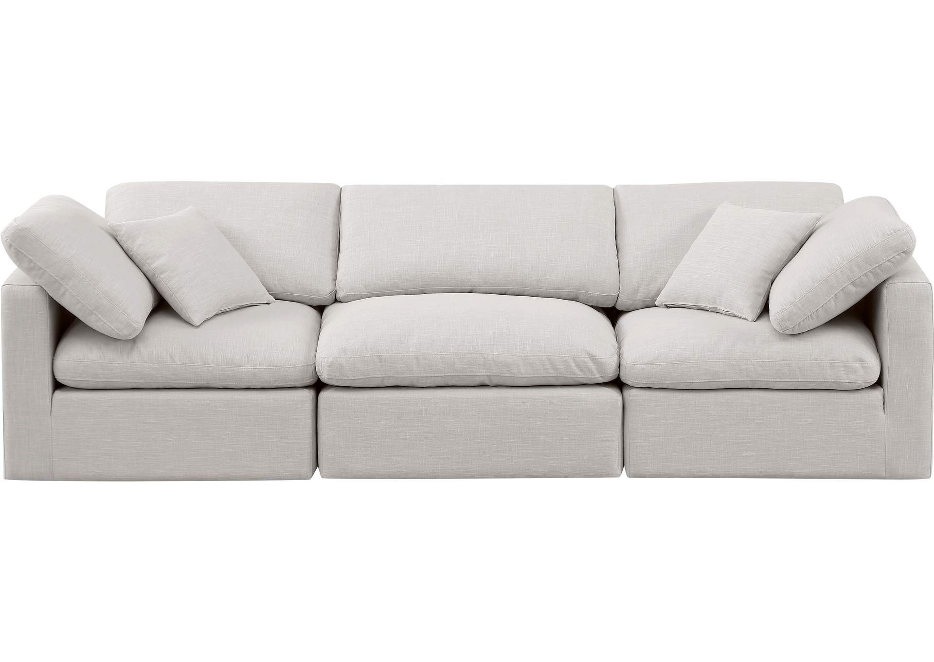Indulge Cream Linen Textured Fabric Modular Sofa,Meridian Furniture