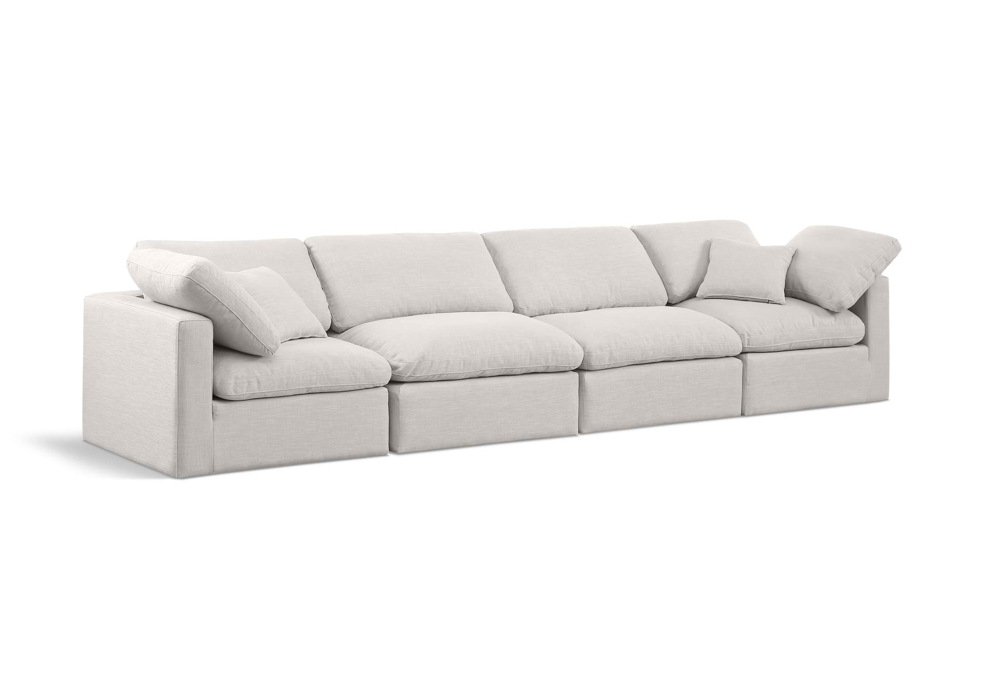 Indulge Cream Linen Textured Fabric Modular Sofa,Meridian Furniture