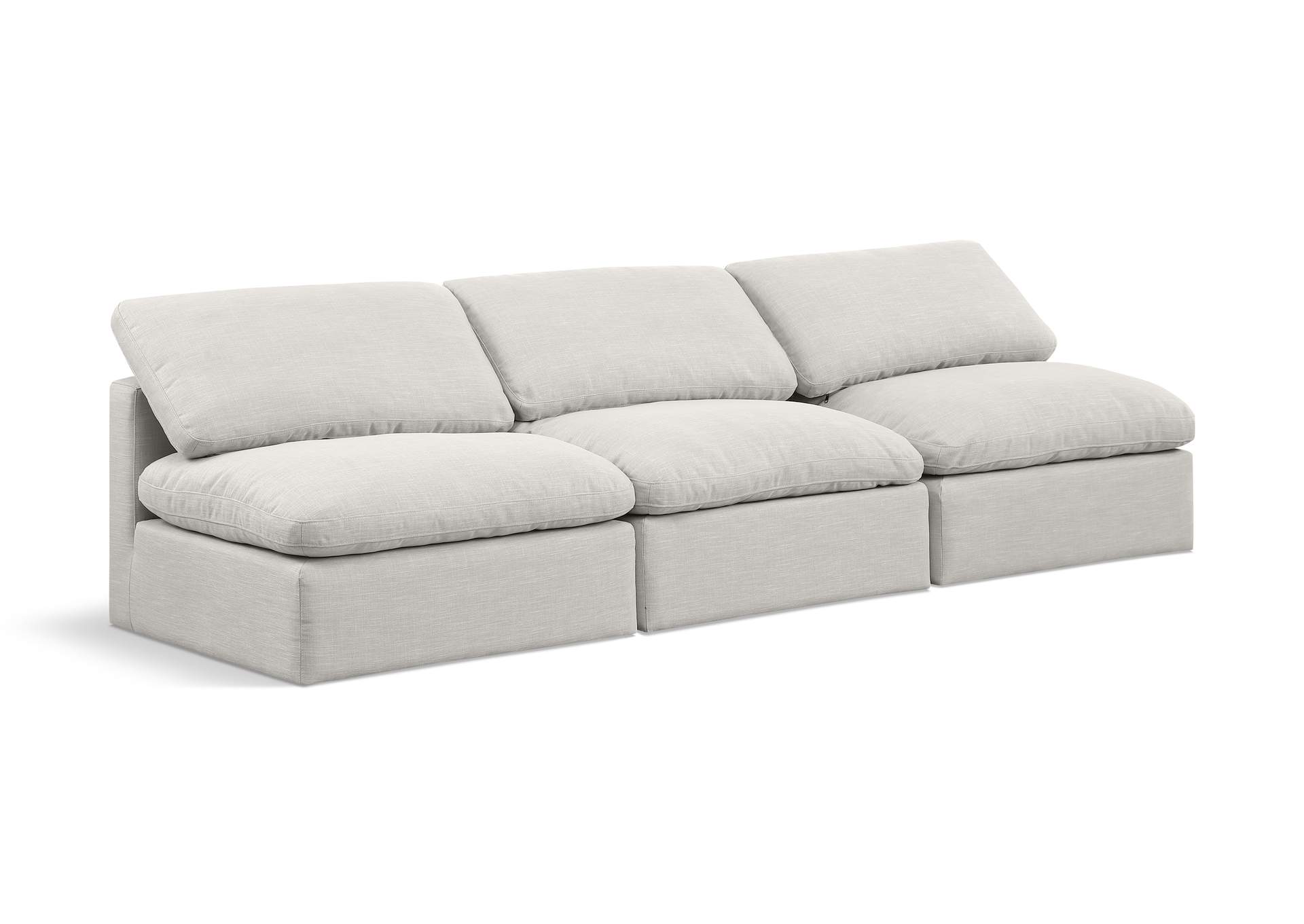 Indulge Cream Linen Textured Fabric Modular Sofa,Meridian Furniture