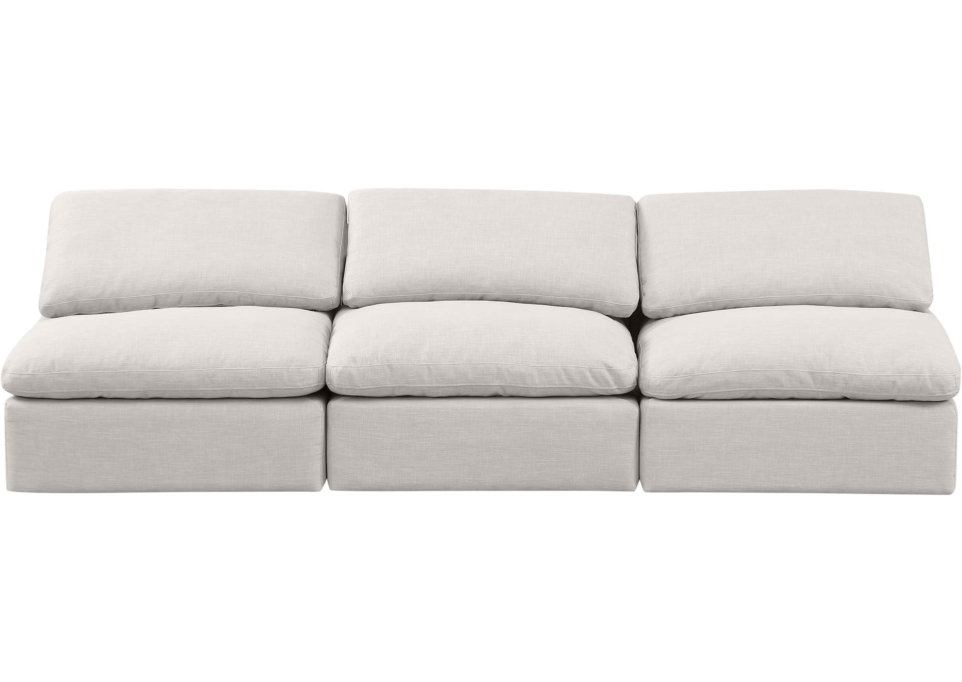 Indulge Cream Linen Textured Fabric Modular Sofa,Meridian Furniture