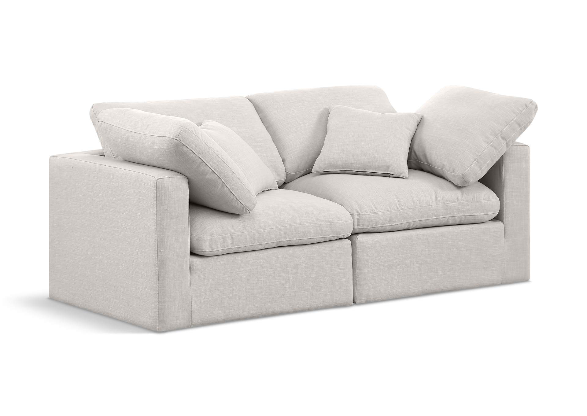 Indulge Cream Linen Textured Fabric Modular Sofa,Meridian Furniture