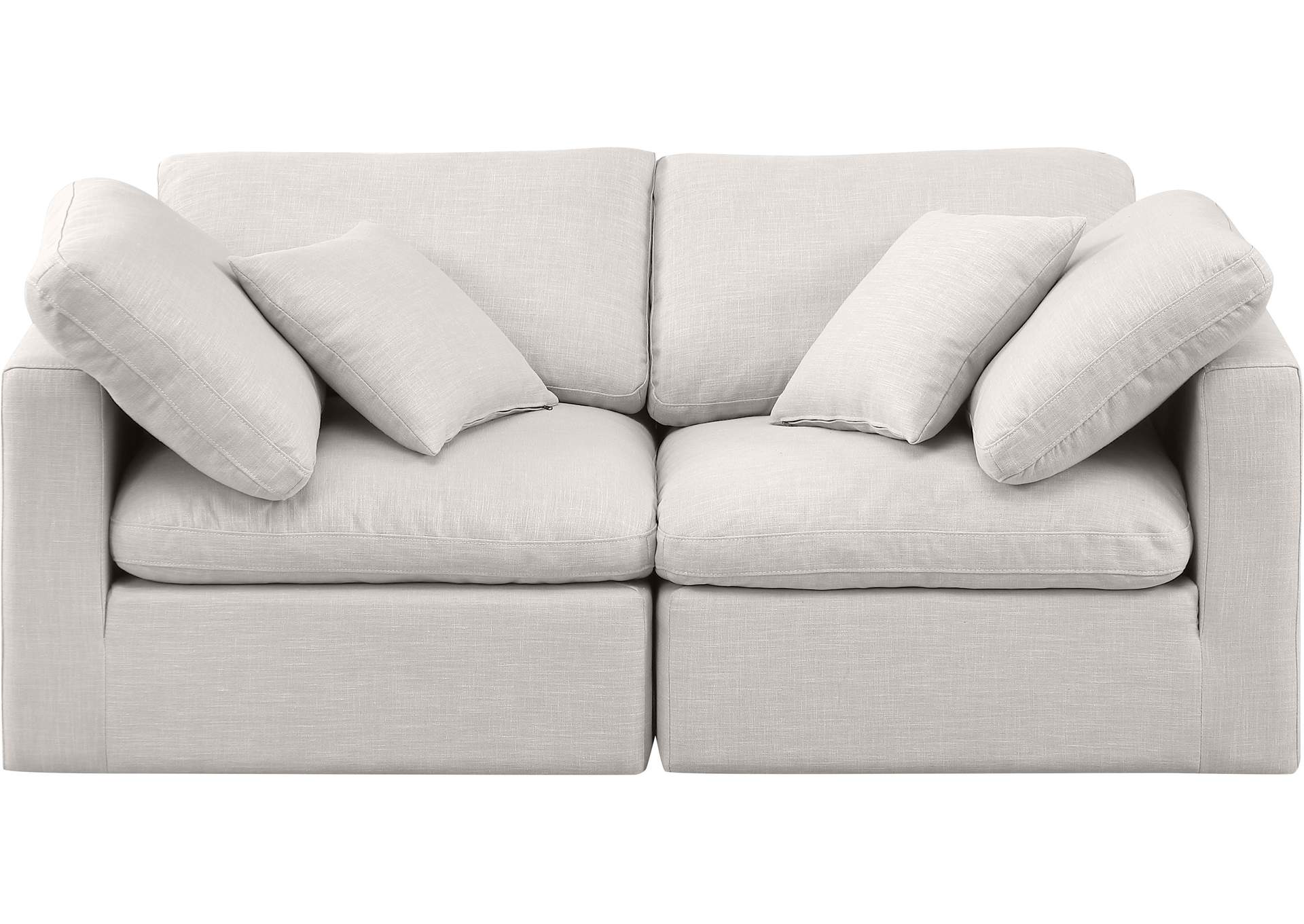 Indulge Cream Linen Textured Fabric Modular Sofa,Meridian Furniture