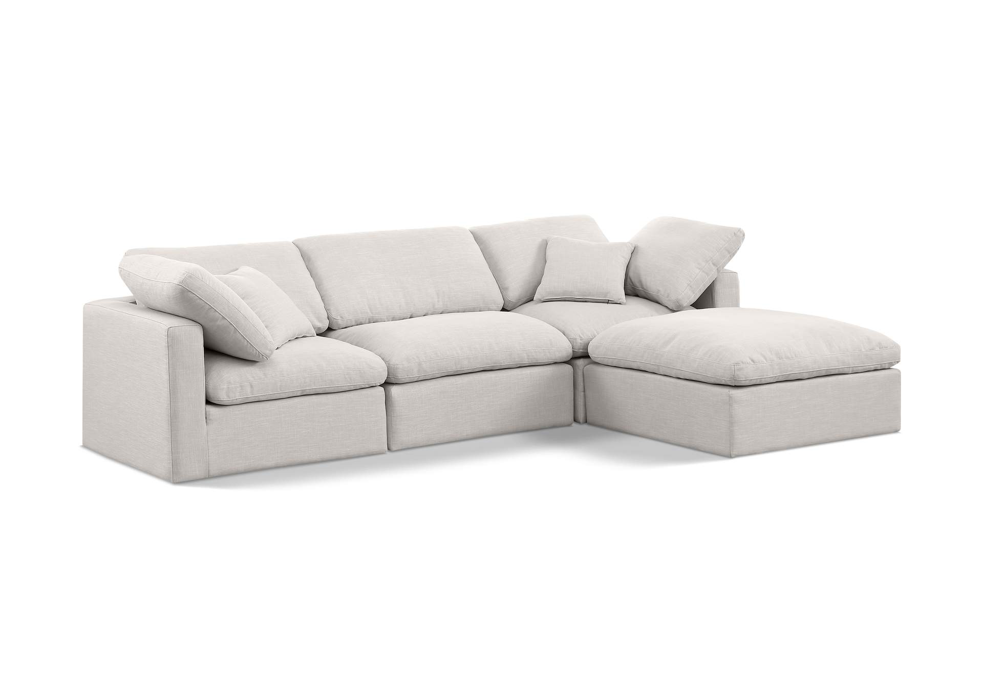Indulge Cream Linen Textured Fabric Modular Sectional,Meridian Furniture
