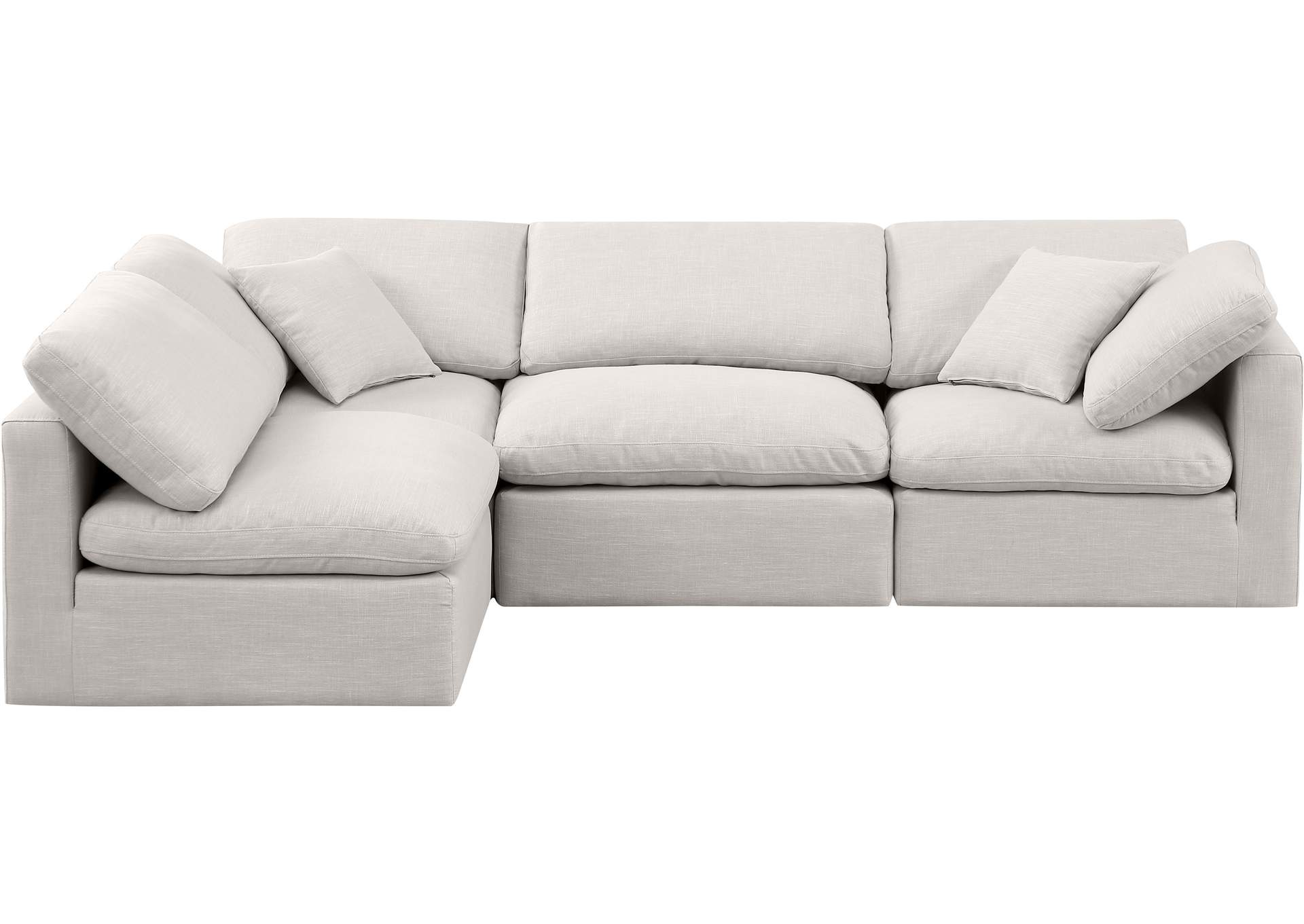 Indulge Cream Linen Textured Fabric Modular Sectional,Meridian Furniture