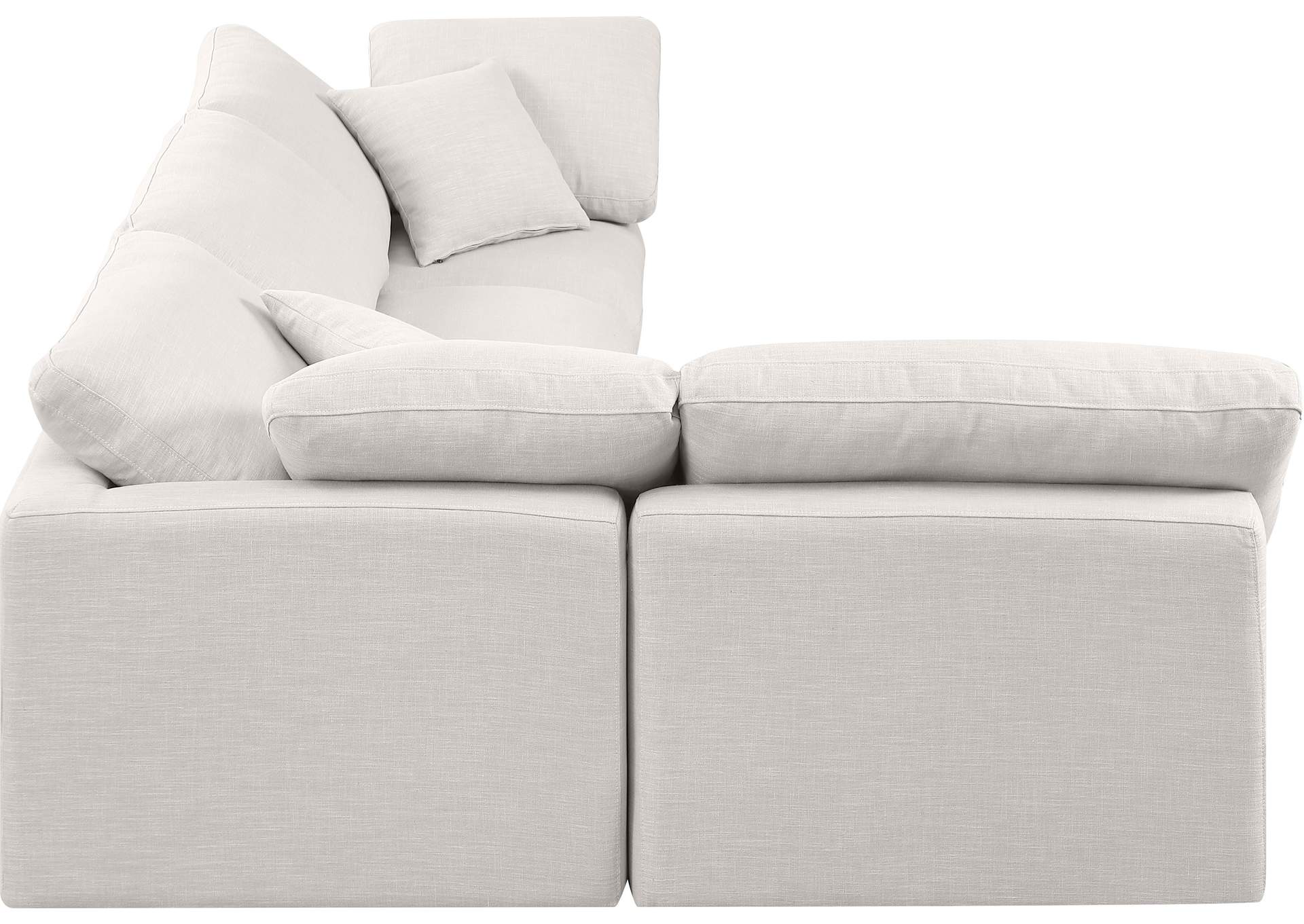 Indulge Cream Linen Textured Fabric Modular Sectional,Meridian Furniture