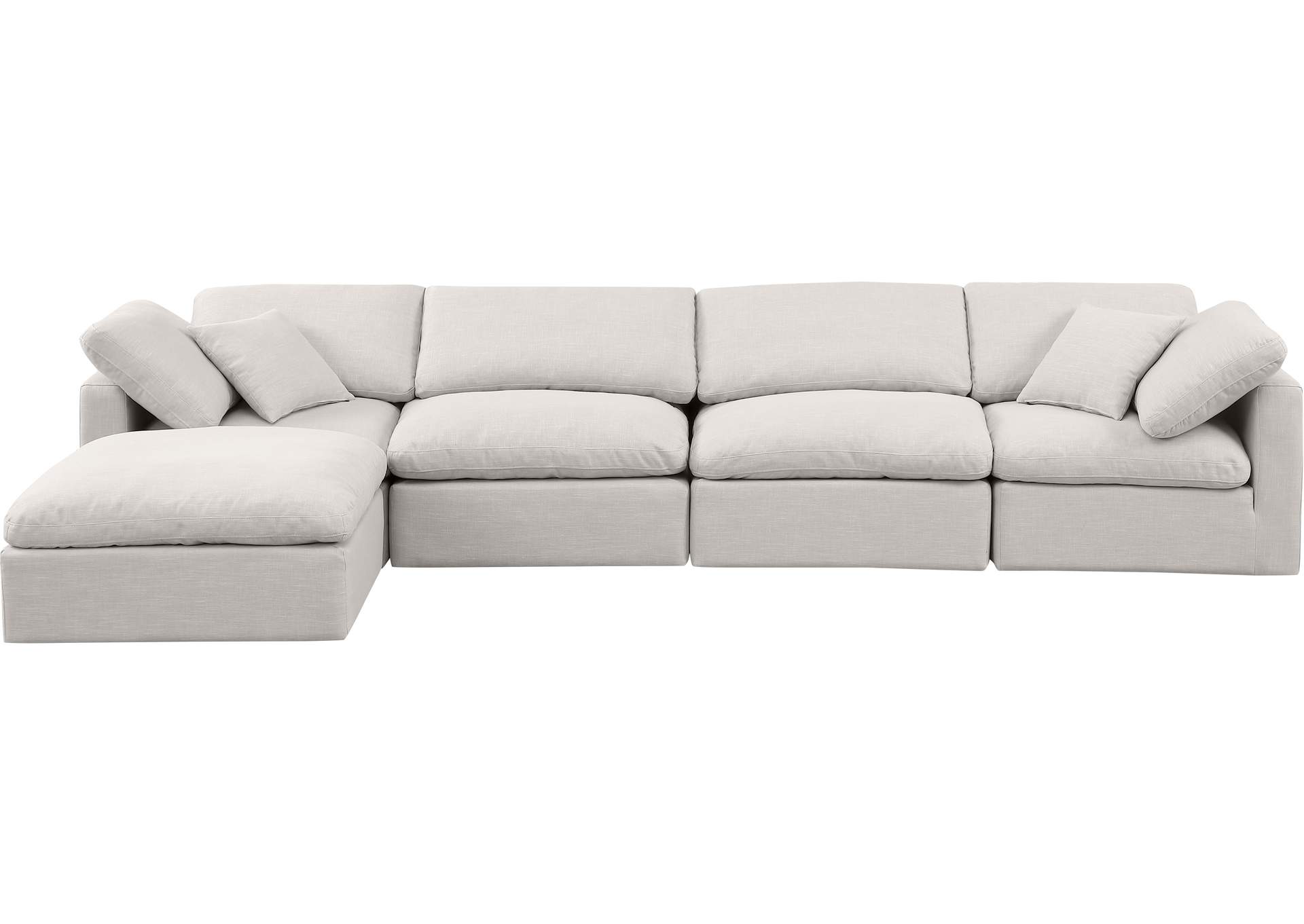 Indulge Cream Linen Textured Fabric Modular Sectional,Meridian Furniture