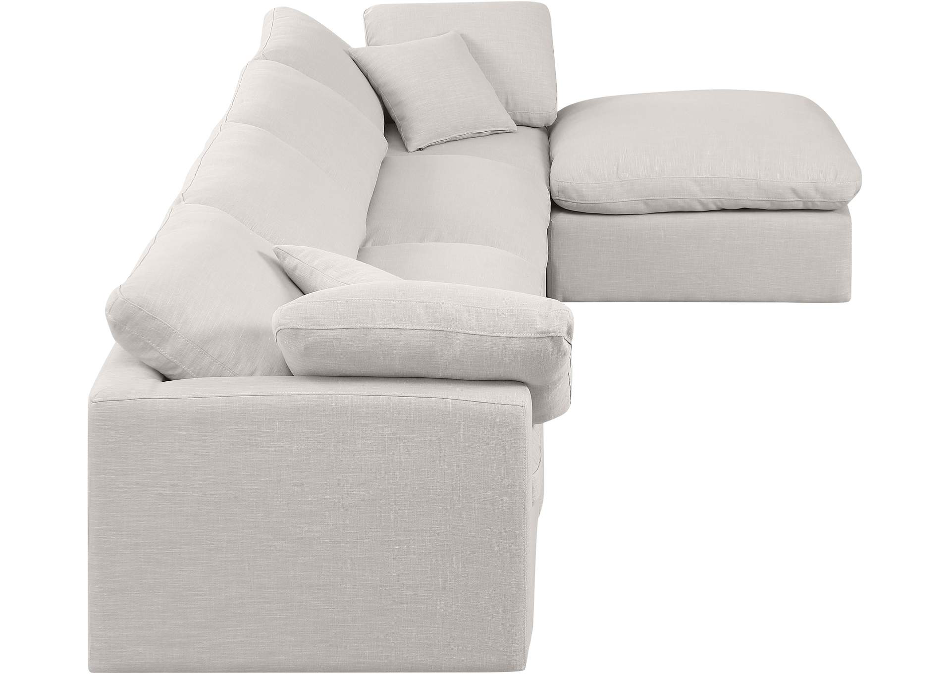 Indulge Cream Linen Textured Fabric Modular Sectional,Meridian Furniture