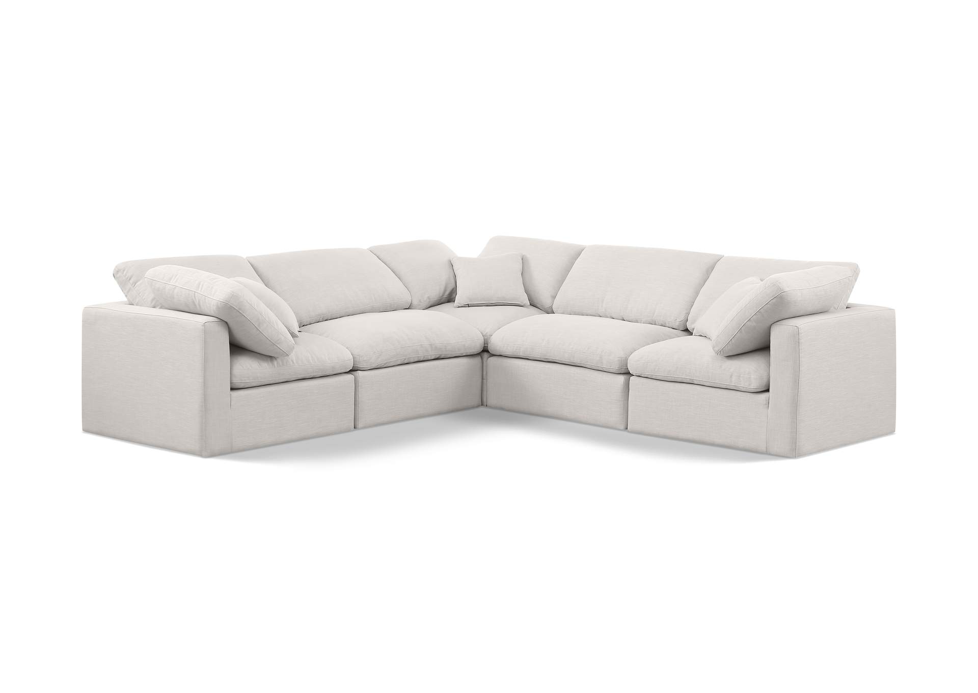 Indulge Cream Linen Textured Fabric Modular Sectional,Meridian Furniture