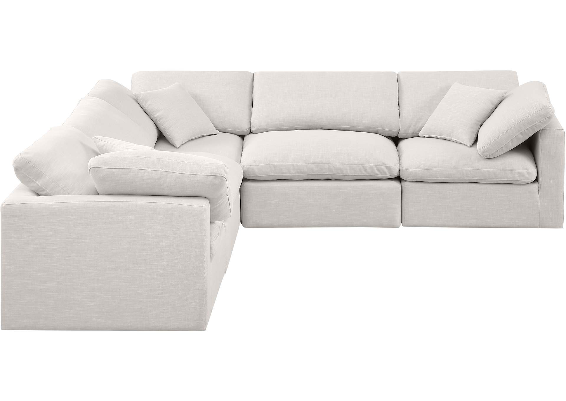 Indulge Cream Linen Textured Fabric Modular Sectional,Meridian Furniture