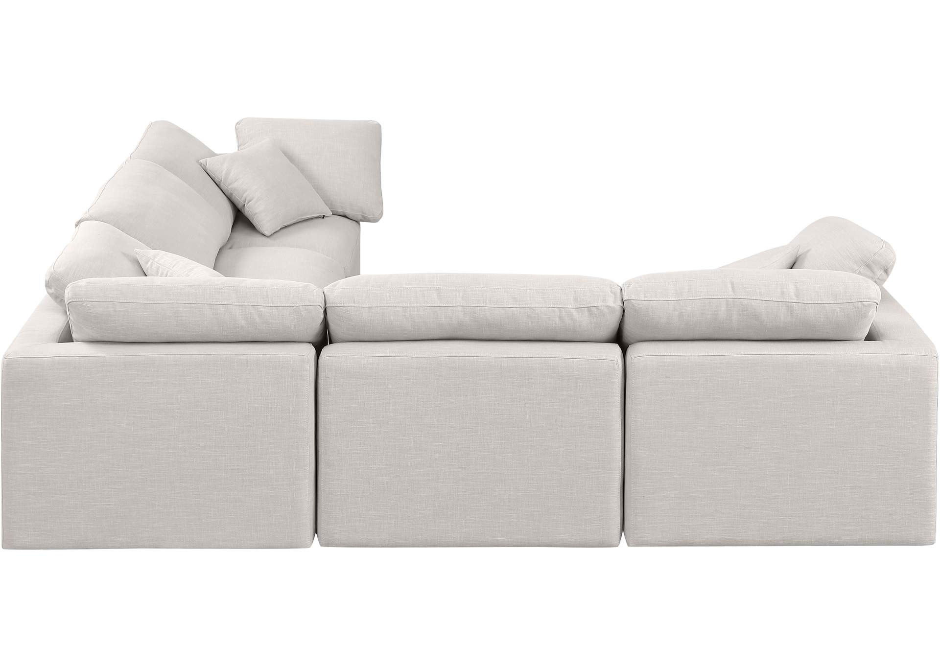 Indulge Cream Linen Textured Fabric Modular Sectional,Meridian Furniture