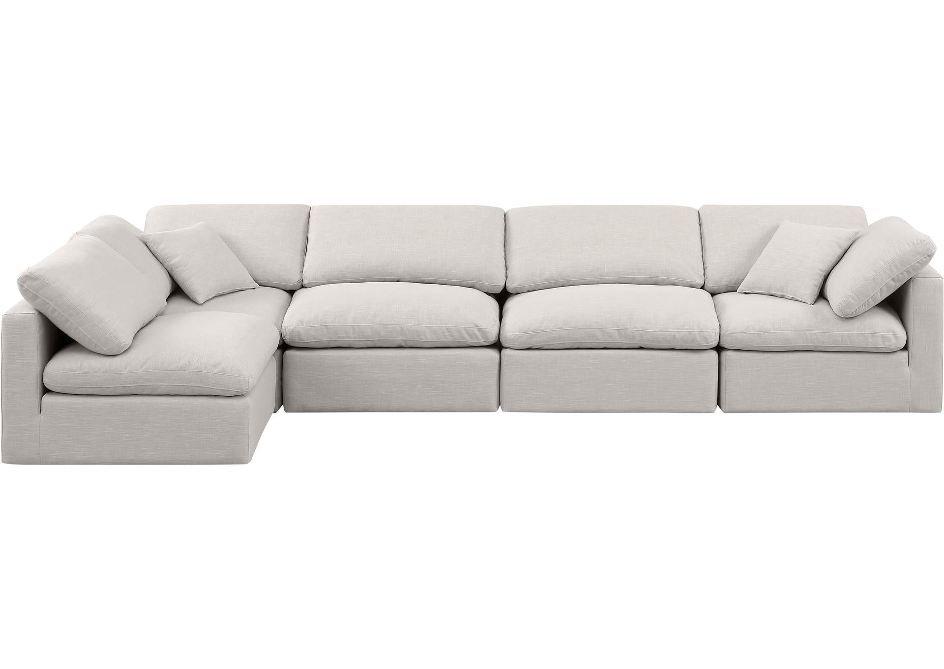 Indulge Cream Linen Textured Fabric Modular Sectional,Meridian Furniture