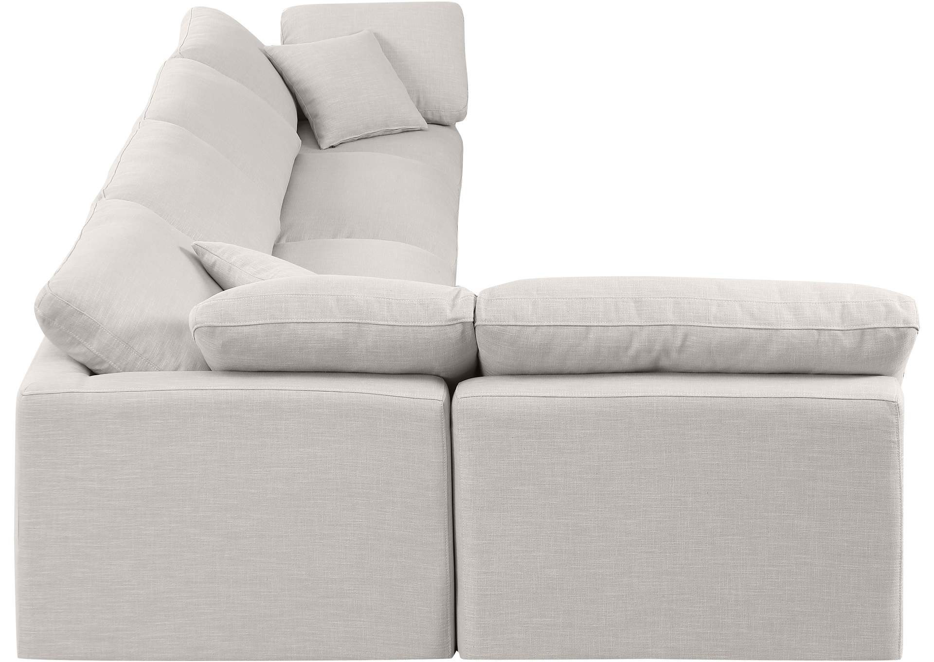 Indulge Cream Linen Textured Fabric Modular Sectional,Meridian Furniture