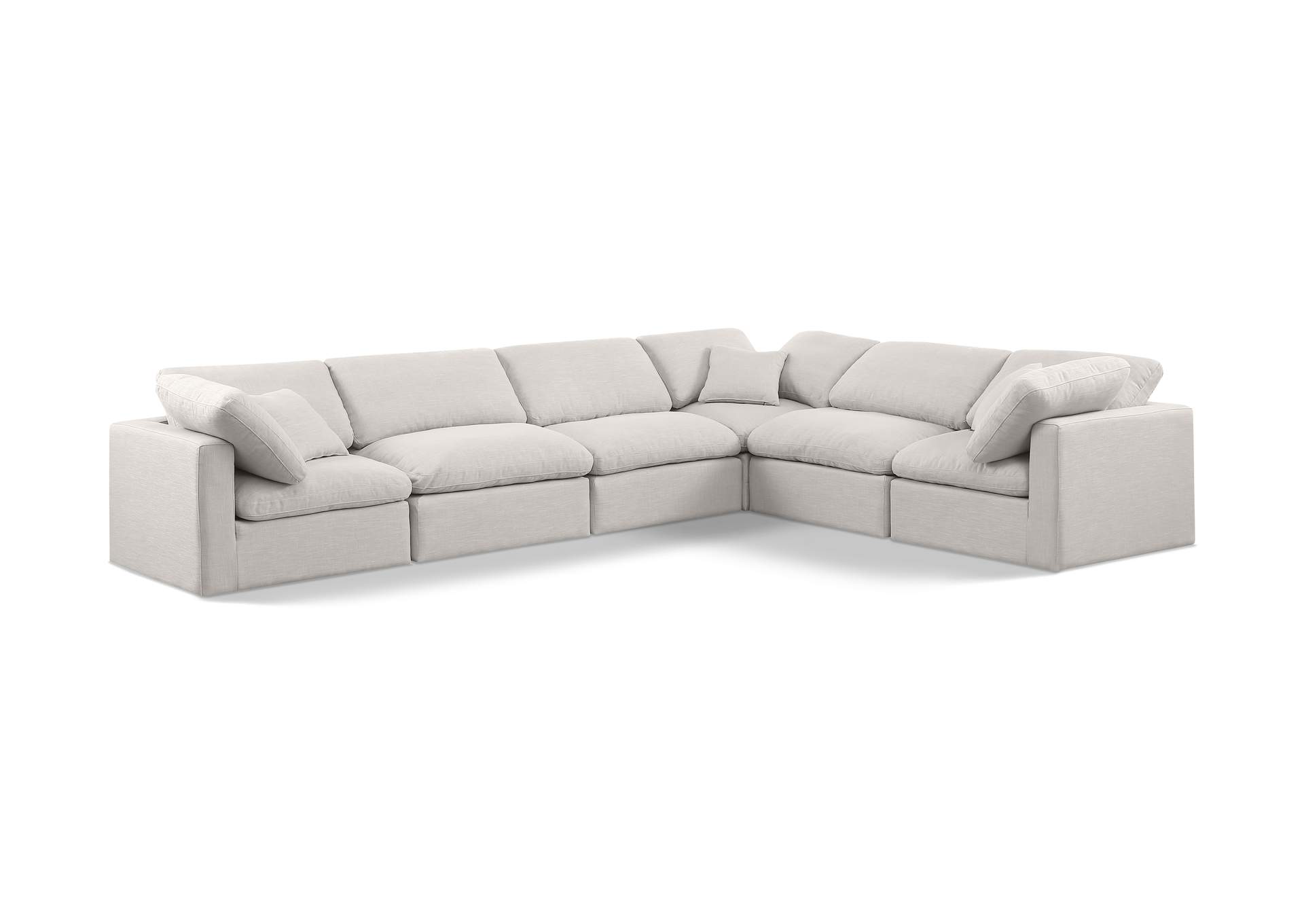 Indulge Cream Linen Textured Fabric Modular Sectional,Meridian Furniture