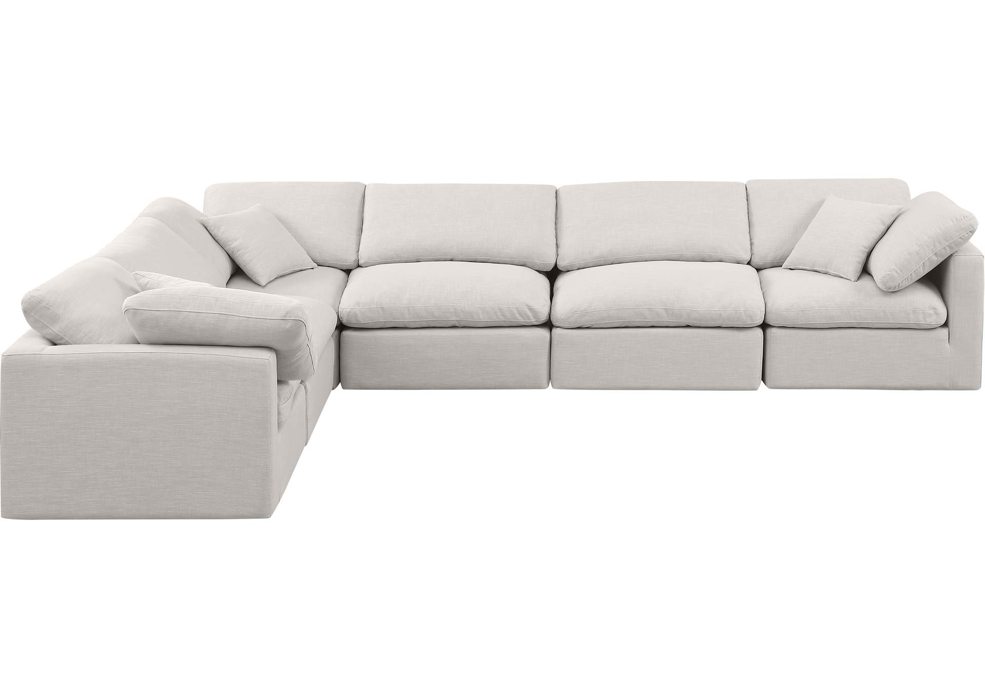 Indulge Cream Linen Textured Fabric Modular Sectional,Meridian Furniture