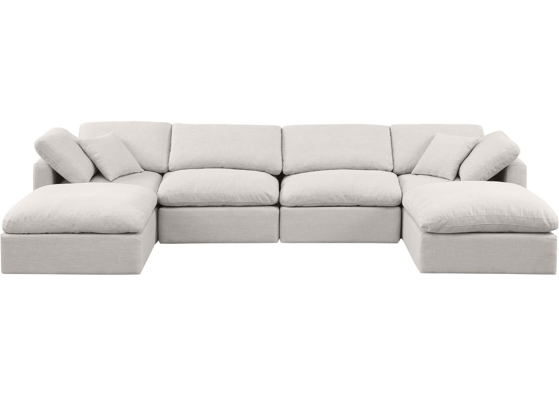 Indulge Cream Linen Textured Fabric Modular Sectional,Meridian Furniture