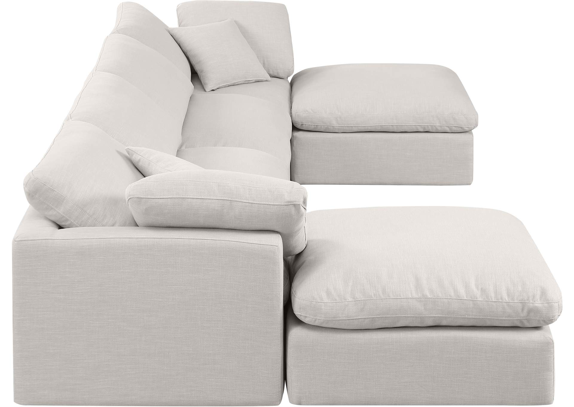 Indulge Cream Linen Textured Fabric Modular Sectional,Meridian Furniture