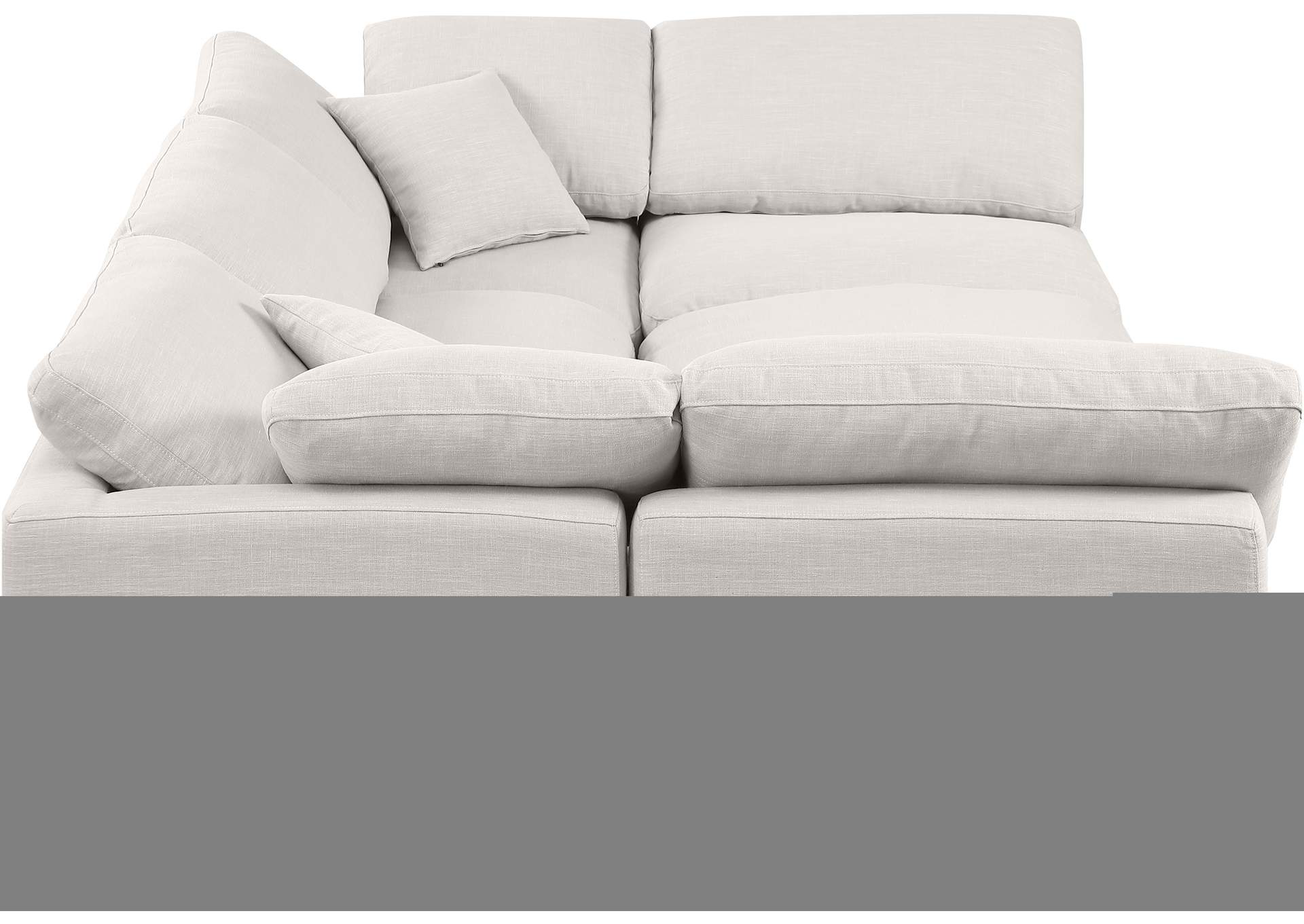 Indulge Cream Linen Textured Fabric Modular Sectional,Meridian Furniture