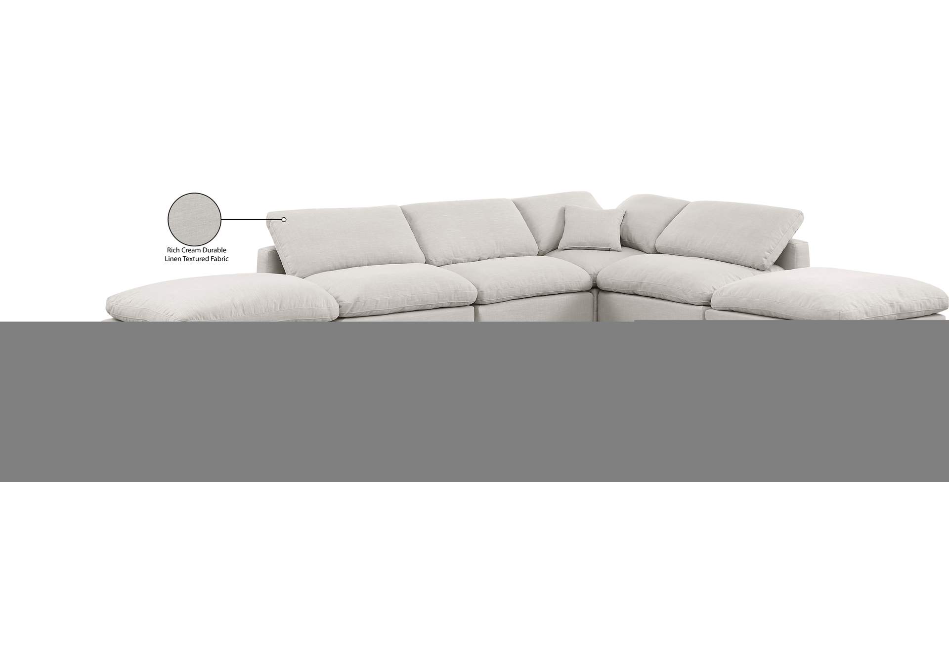 Indulge Cream Linen Textured Fabric Modular Sectional,Meridian Furniture