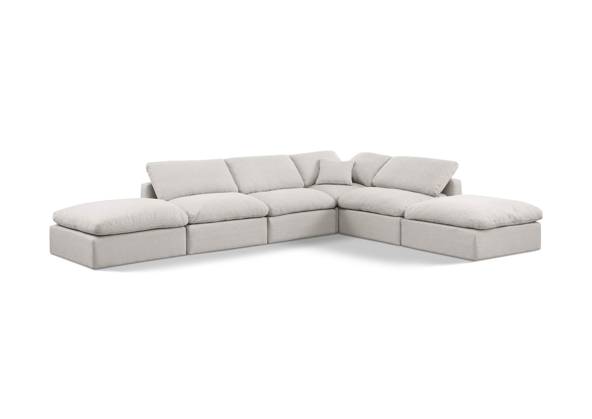 Indulge Cream Linen Textured Fabric Modular Sectional,Meridian Furniture