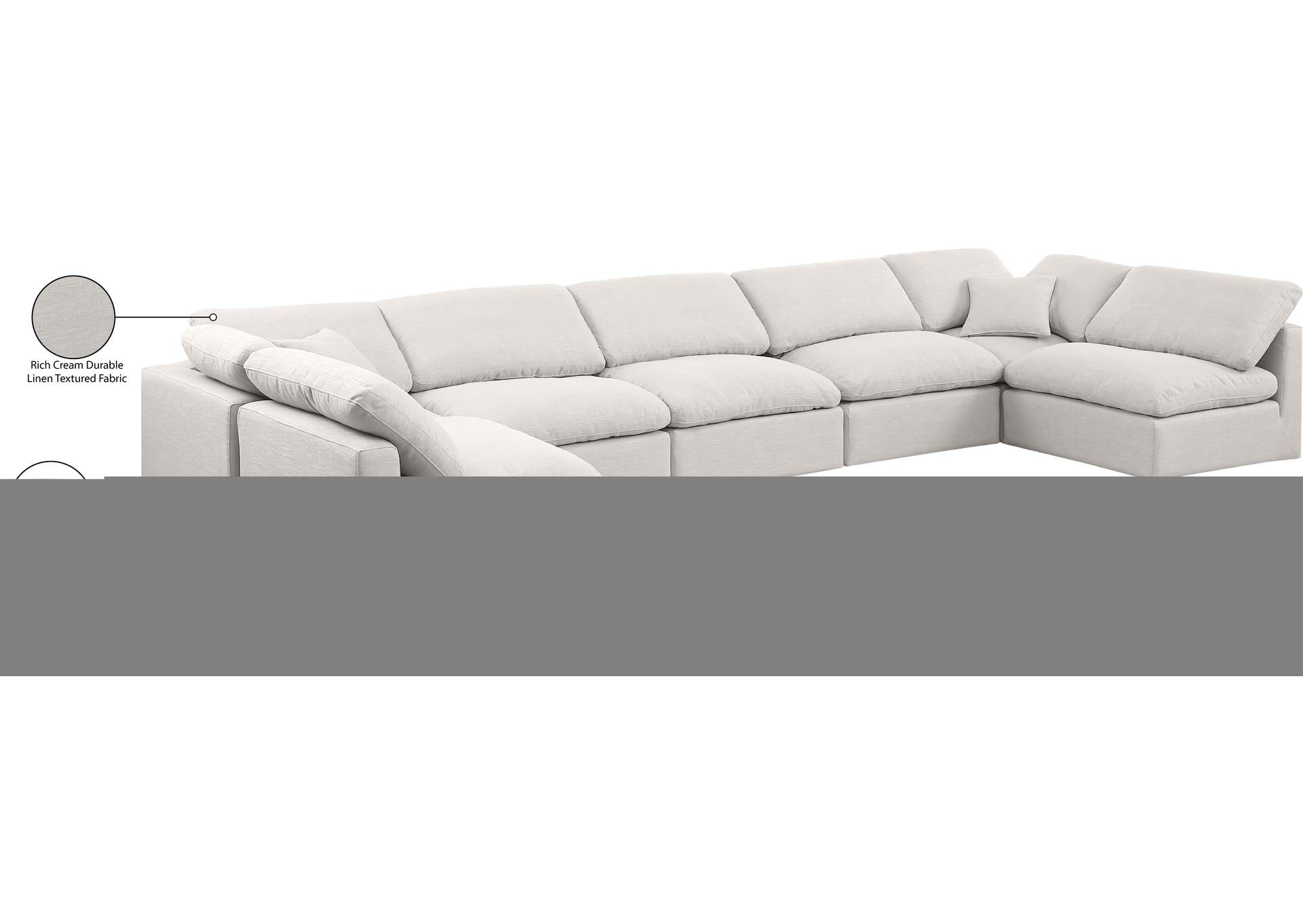 Indulge Cream Linen Textured Fabric Modular Sectional,Meridian Furniture