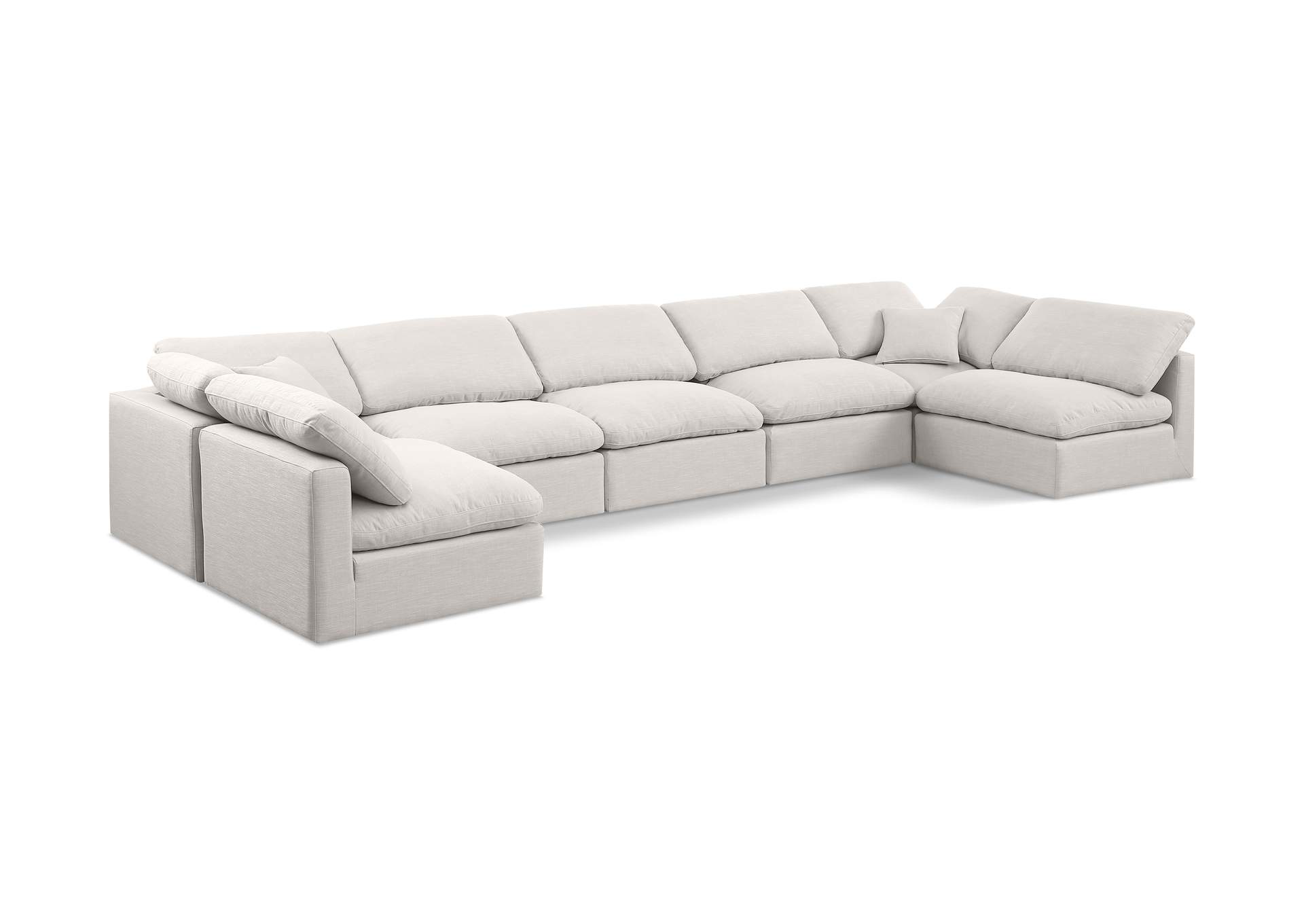 Indulge Cream Linen Textured Fabric Modular Sectional,Meridian Furniture