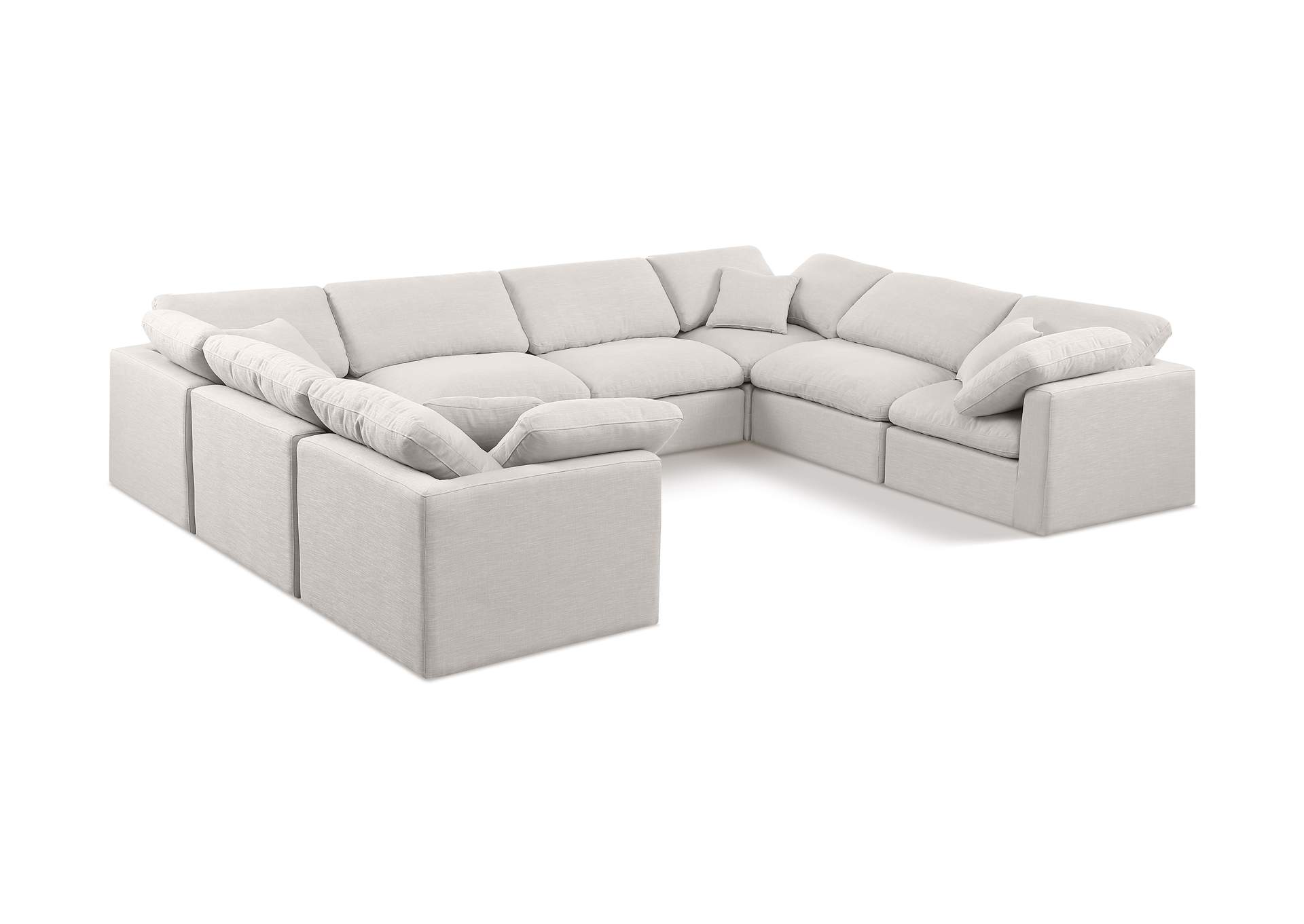 Indulge Cream Linen Textured Fabric Modular Sectional,Meridian Furniture