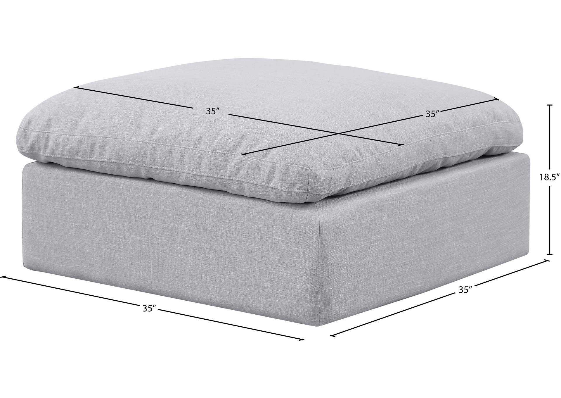 Indulge Grey Linen Textured Fabric Ottoman,Meridian Furniture