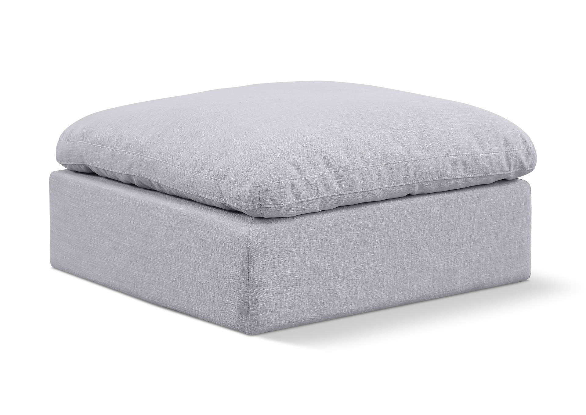 Indulge Grey Linen Textured Fabric Ottoman,Meridian Furniture