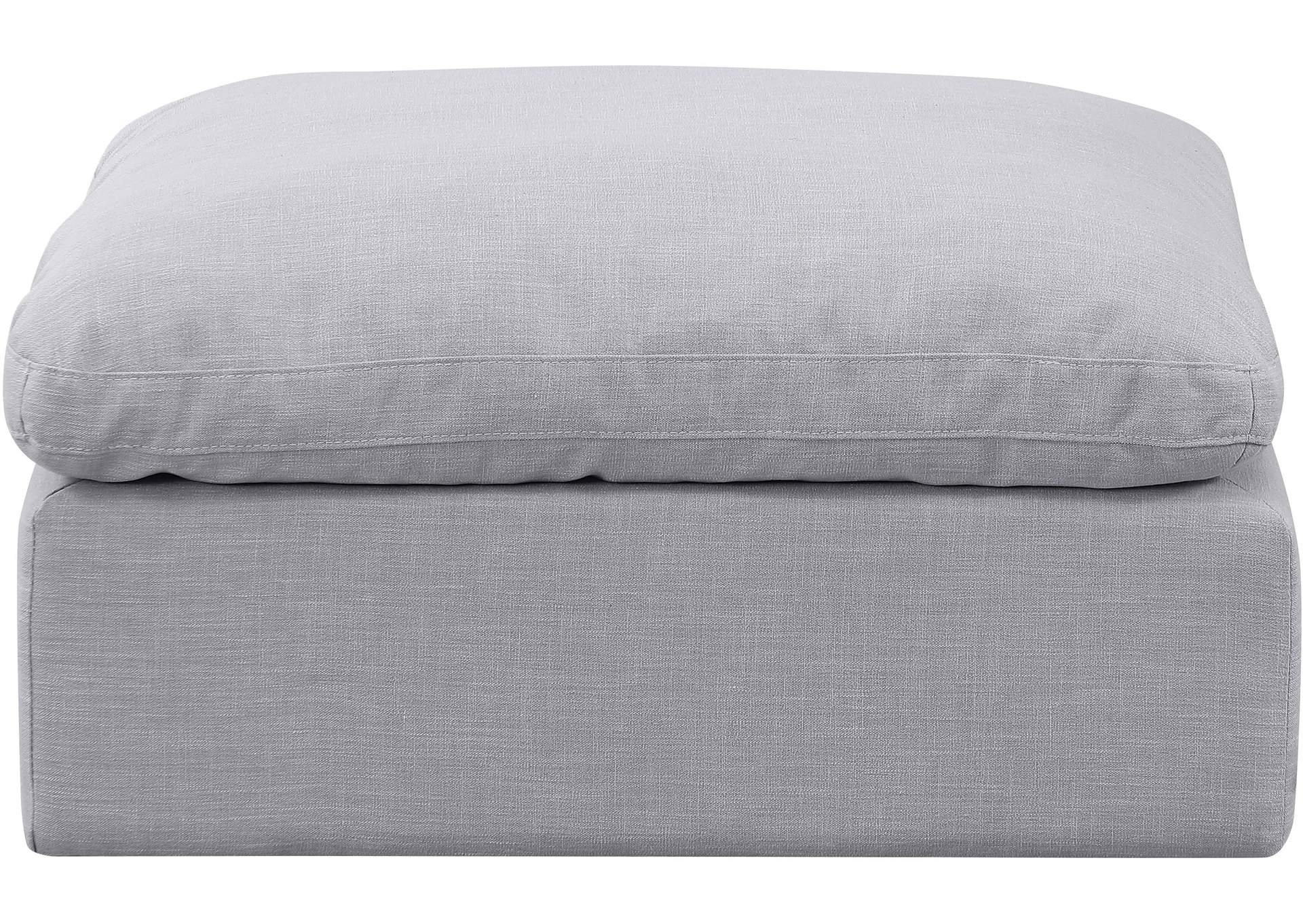 Indulge Grey Linen Textured Fabric Ottoman,Meridian Furniture