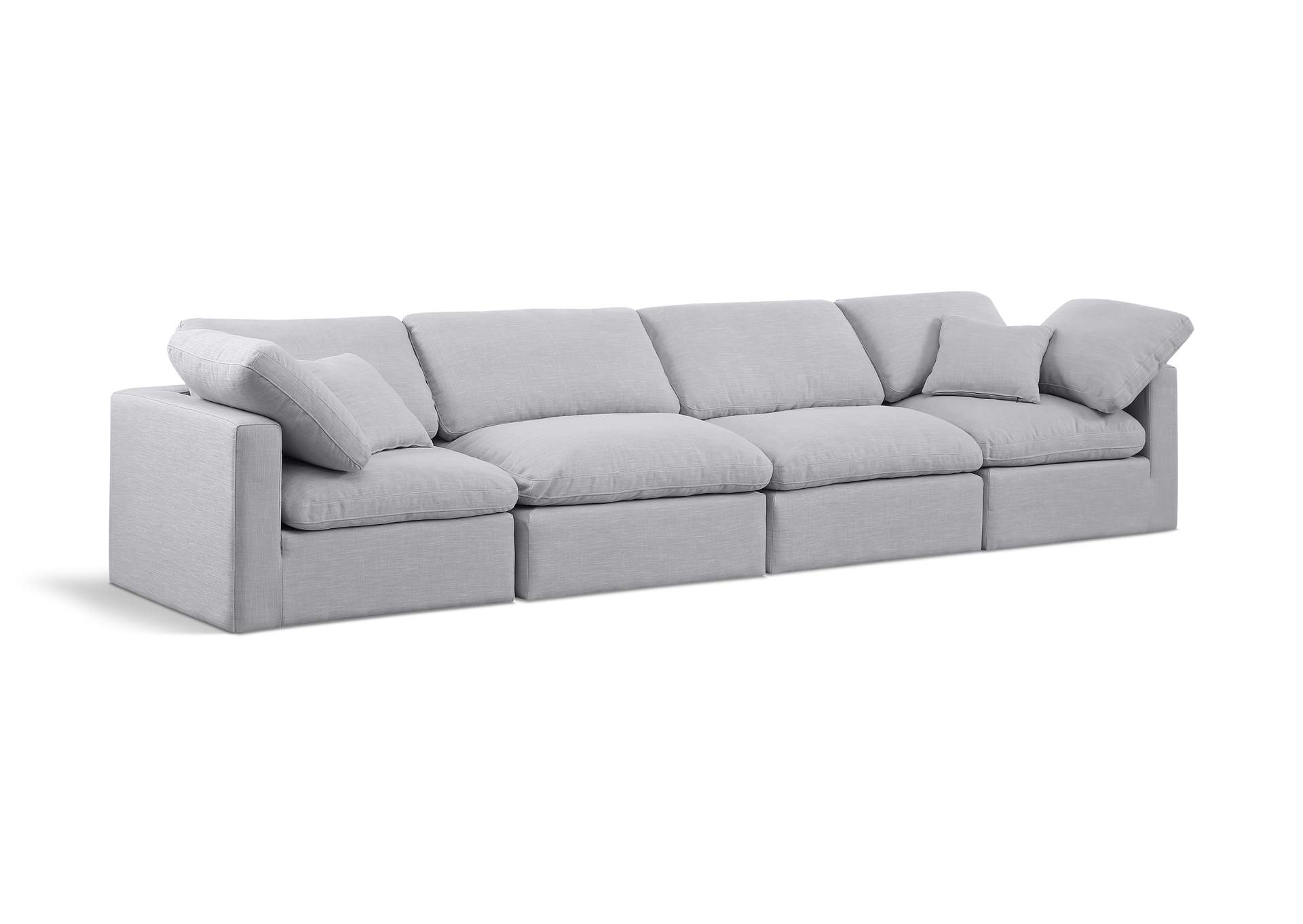 Indulge Grey Linen Textured Fabric Modular Sofa,Meridian Furniture