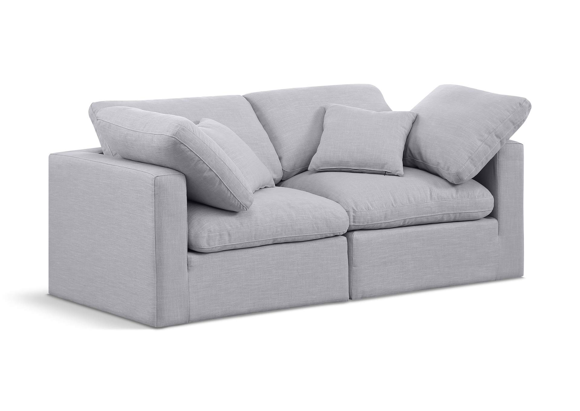 Indulge Grey Linen Textured Fabric Modular Sofa,Meridian Furniture